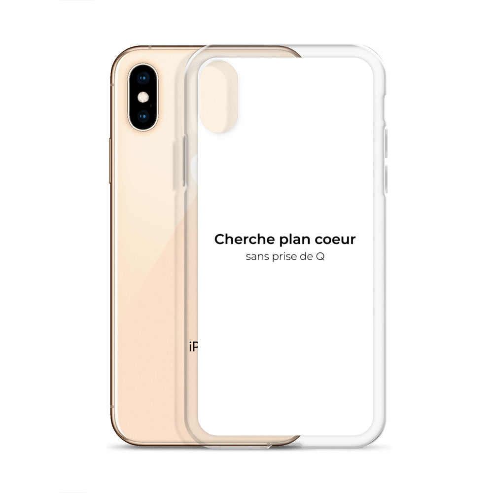 Coque iPhone Cherche plan cœur sans prise de Q - Sedurro