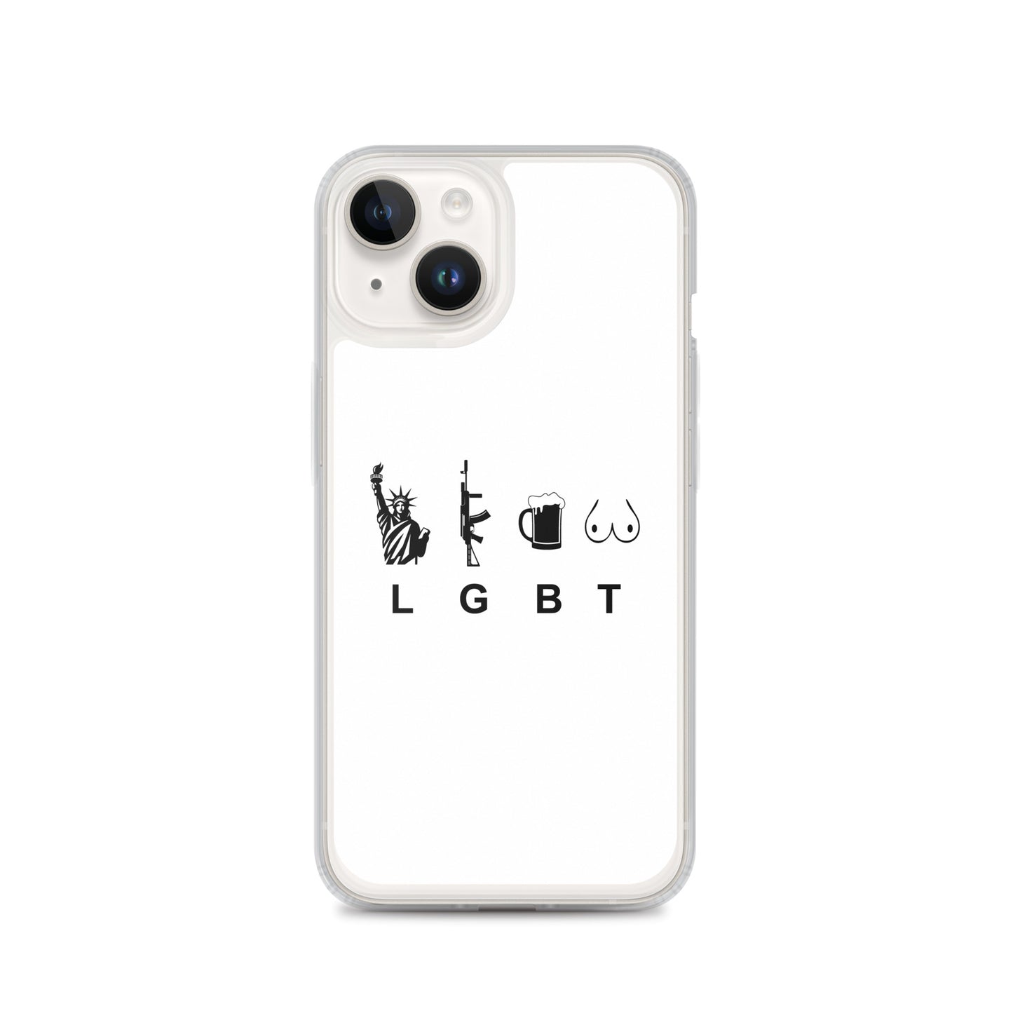 Coque iPhone LGBT liberty gun beer tits iPhone 14 - Sedurro