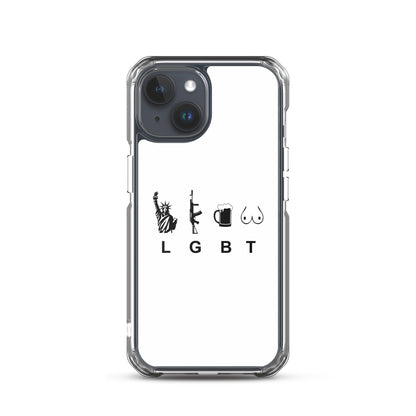 Coque iPhone LGBT liberty gun beer tits iPhone 15 - Sedurro