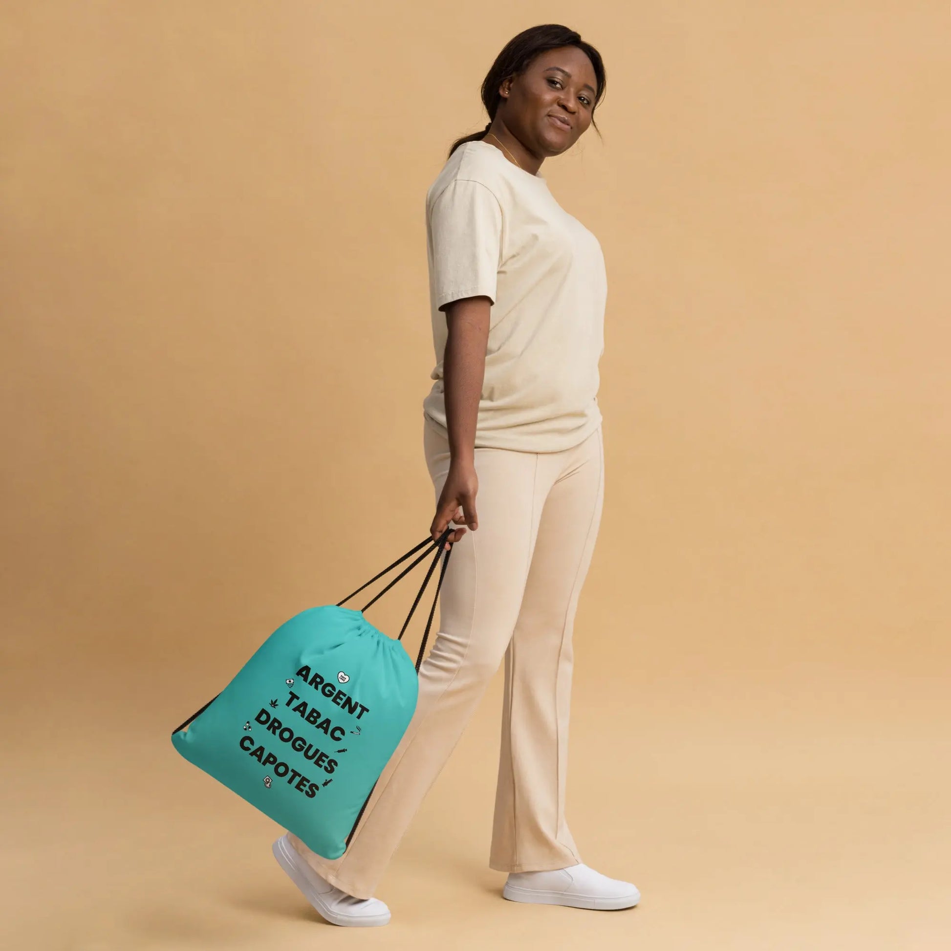 Sac à cordon Argent Tabac Drogues Capotes bleu clair - Sedurro