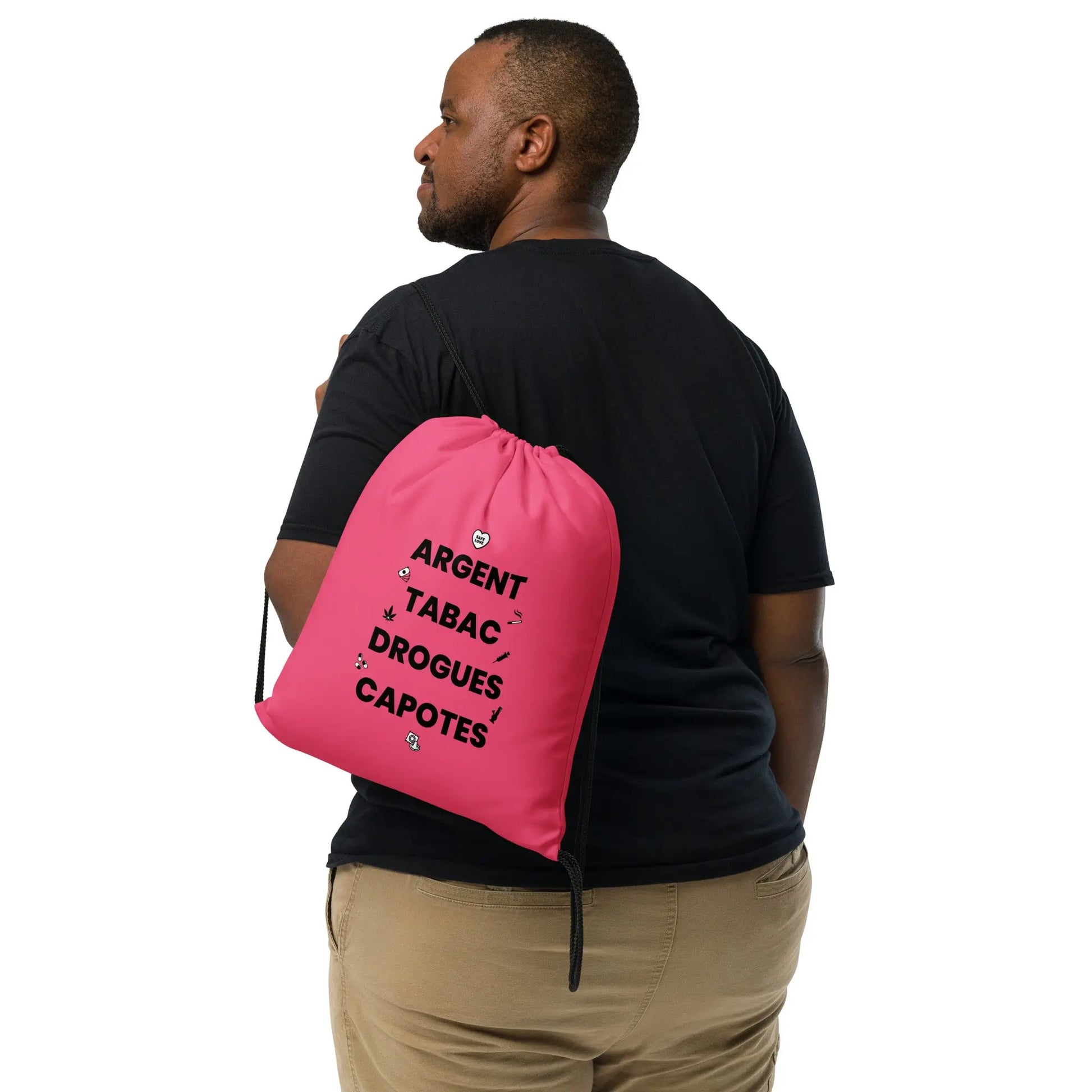 Sac à cordon Argent Tabac Drogues Capotes rose - Sedurro