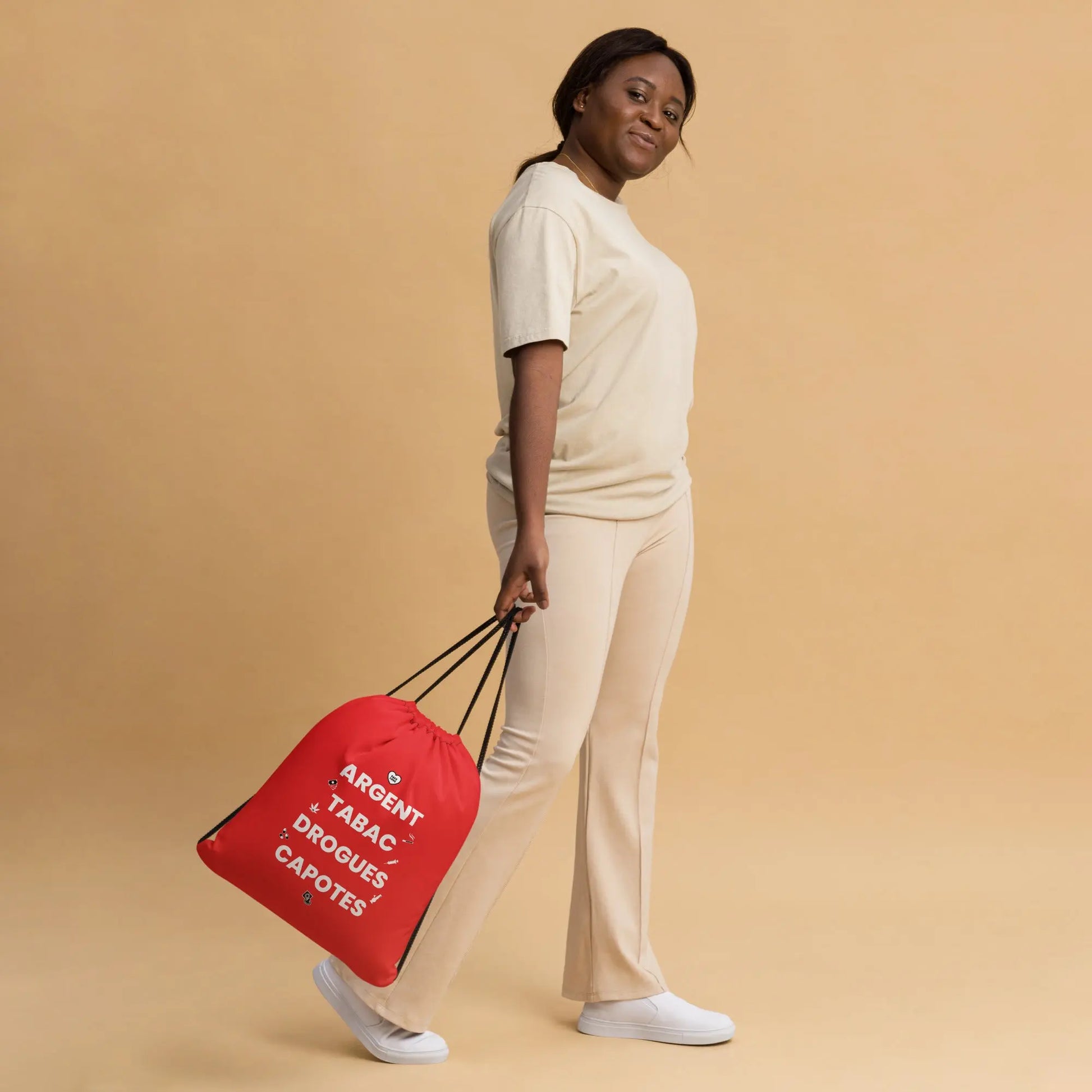 Sac à cordon Argent Tabac Drogues Capotes rouge - Sedurro
