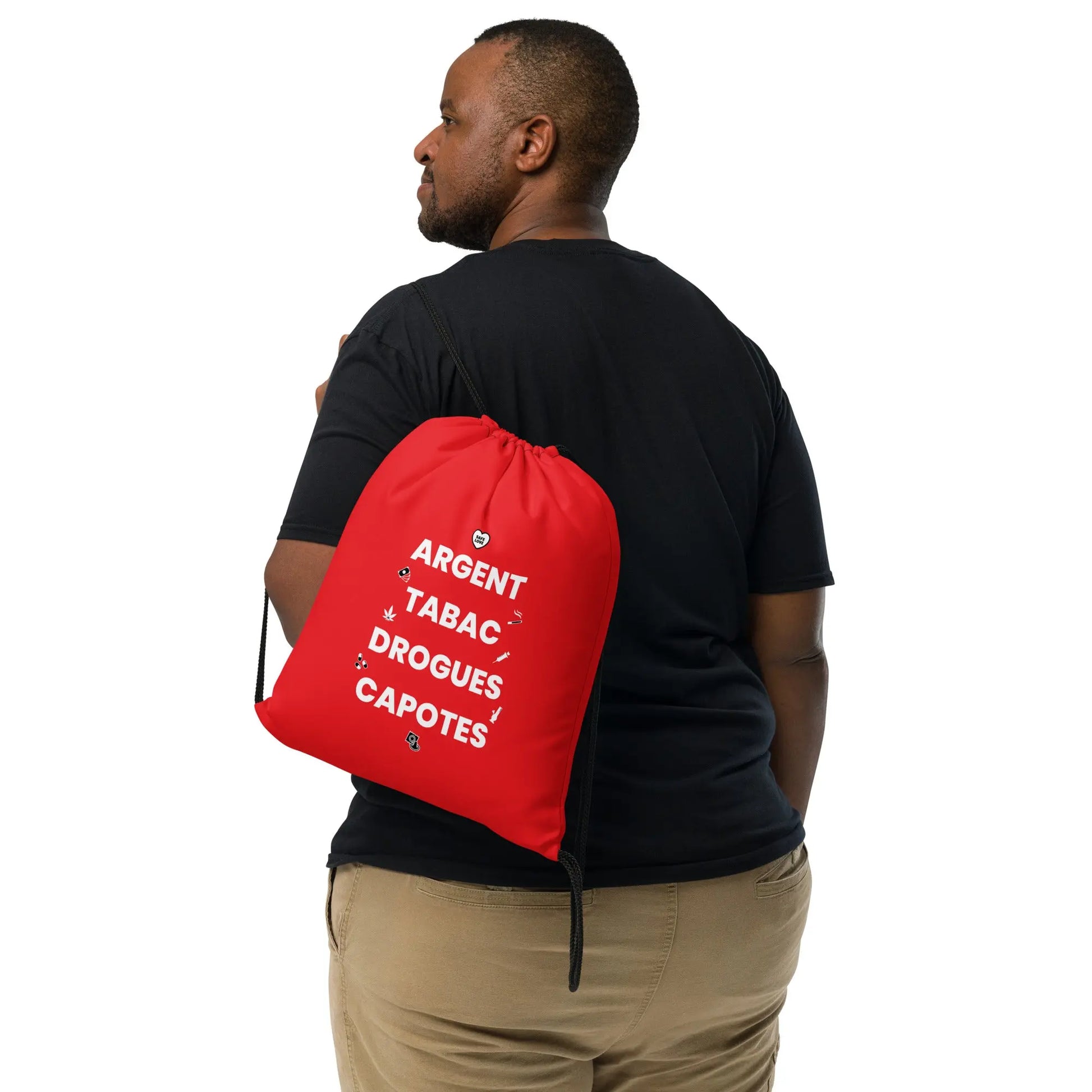 Sac à cordon Argent Tabac Drogues Capotes rouge - Sedurro