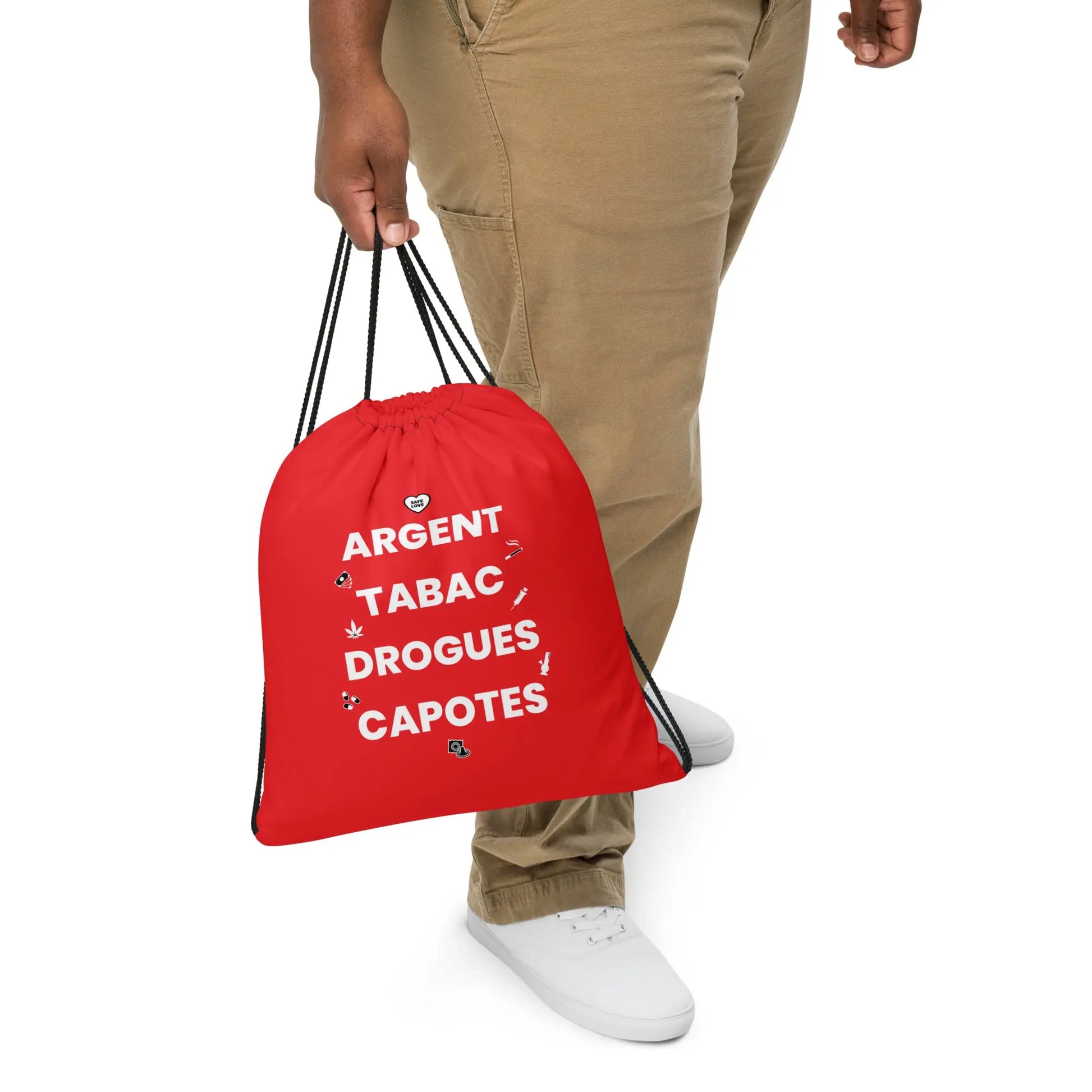 Sac à cordon Argent Tabac Drogues Capotes rouge - Sedurro