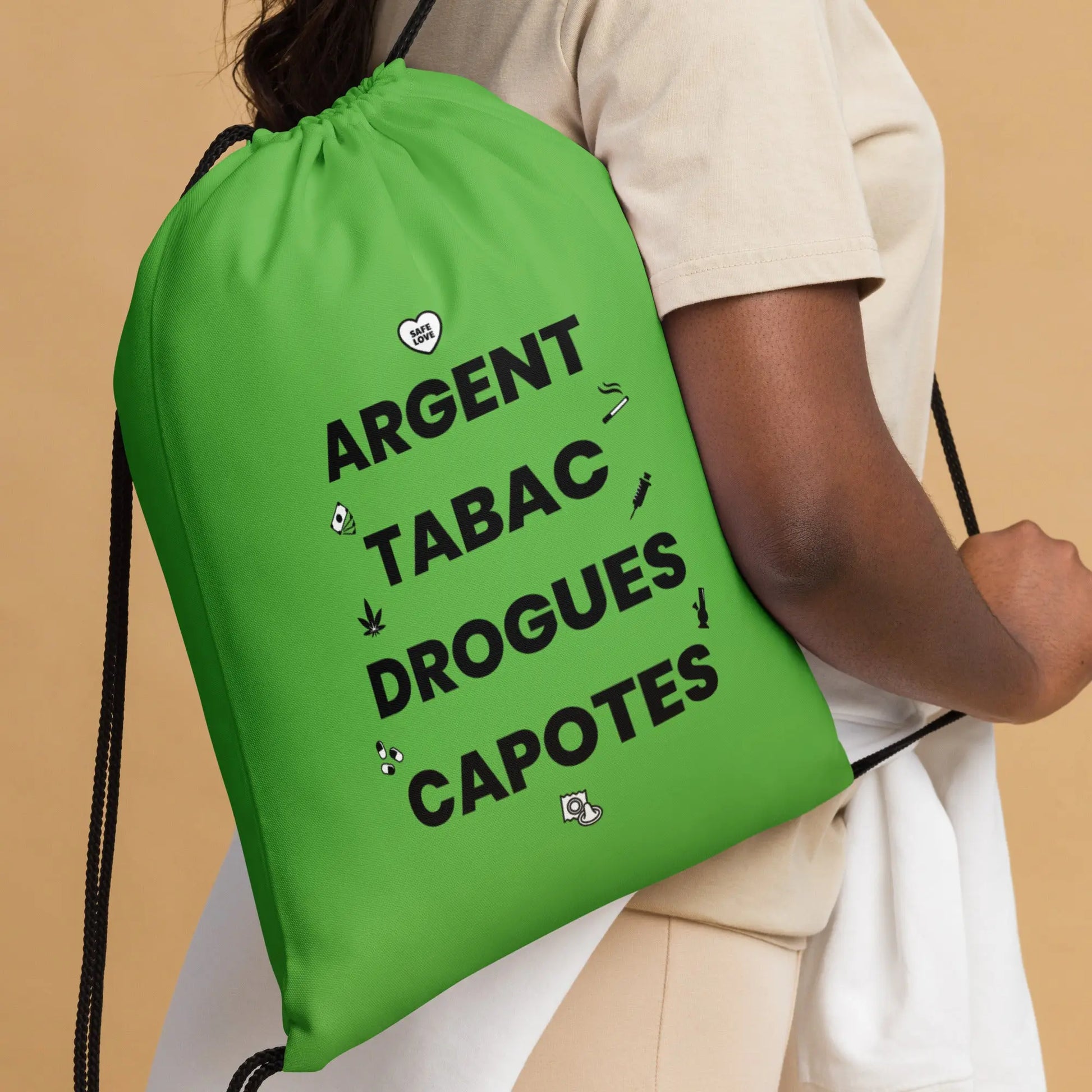 Sac à cordon Argent Tabac Drogues Capotes vert - Sedurro