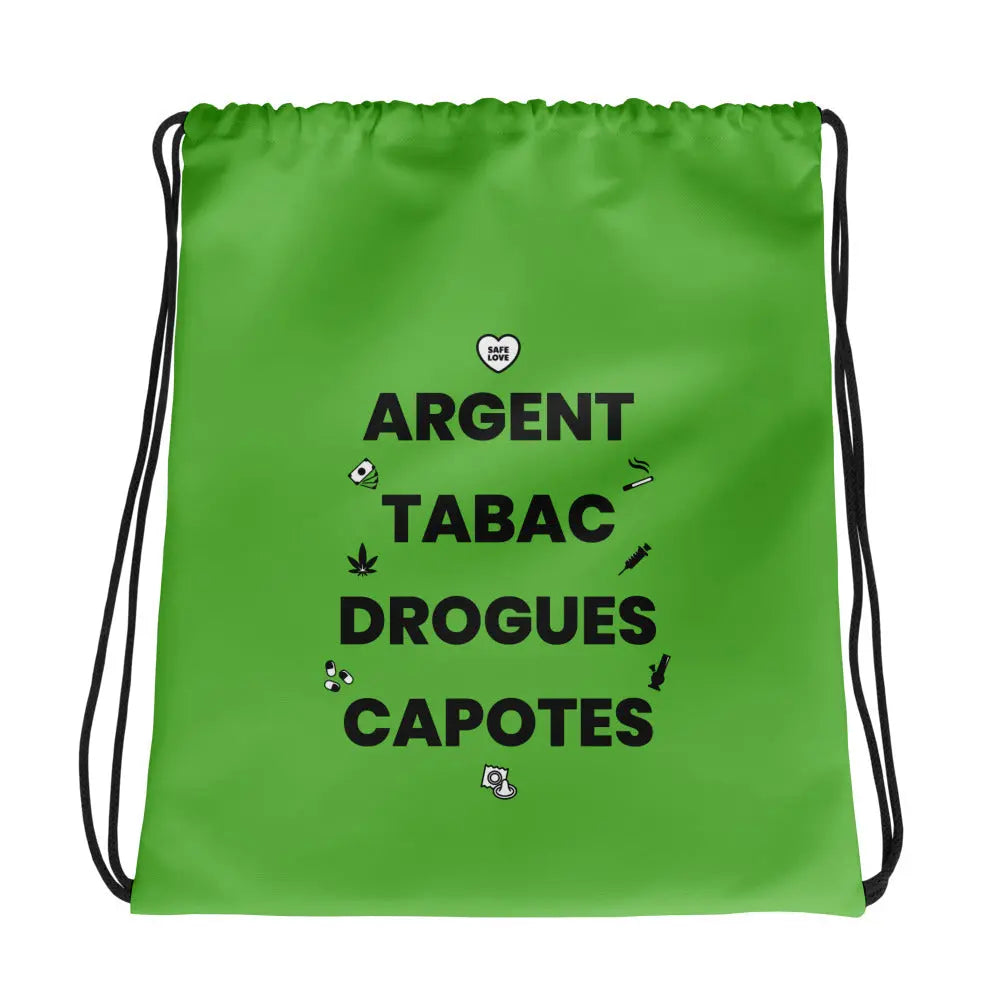 Sac à cordon Argent Tabac Drogues Capotes vert - Sedurro