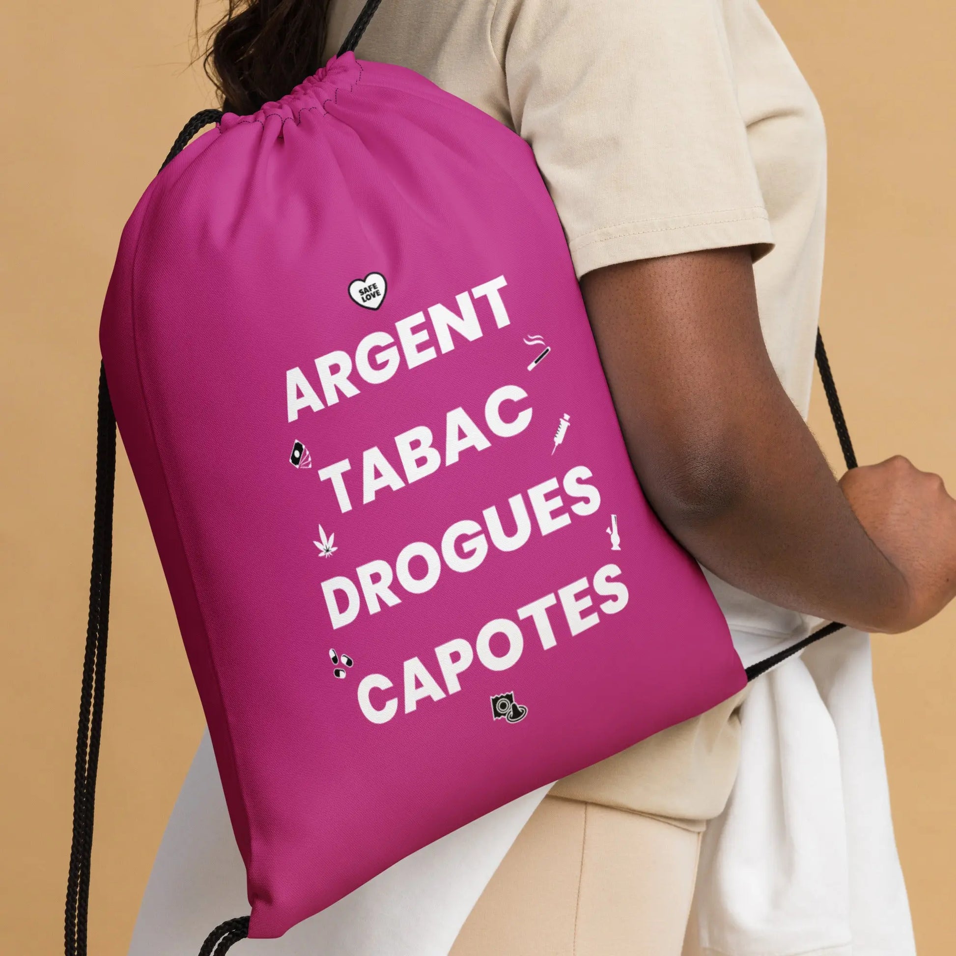 Sac à cordon Argent Tabac Drogues Capotes violet - Sedurro