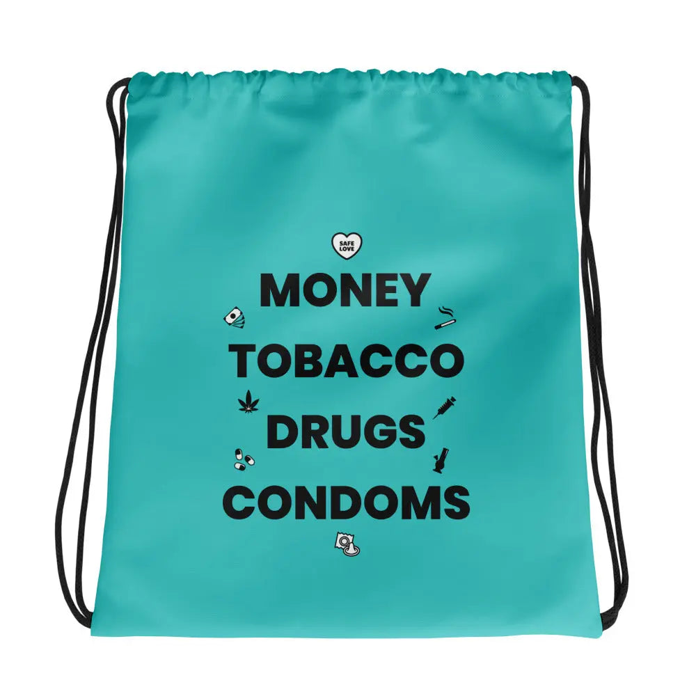 Sac à cordon Money Tobacco Drugs Condoms bleu clair Default Title - Sedurro