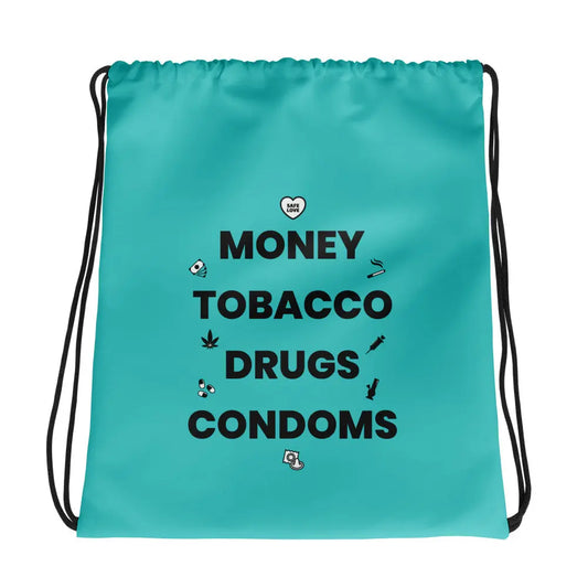 Sac à cordon Money Tobacco Drugs Condoms bleu clair Default Title - Sedurro