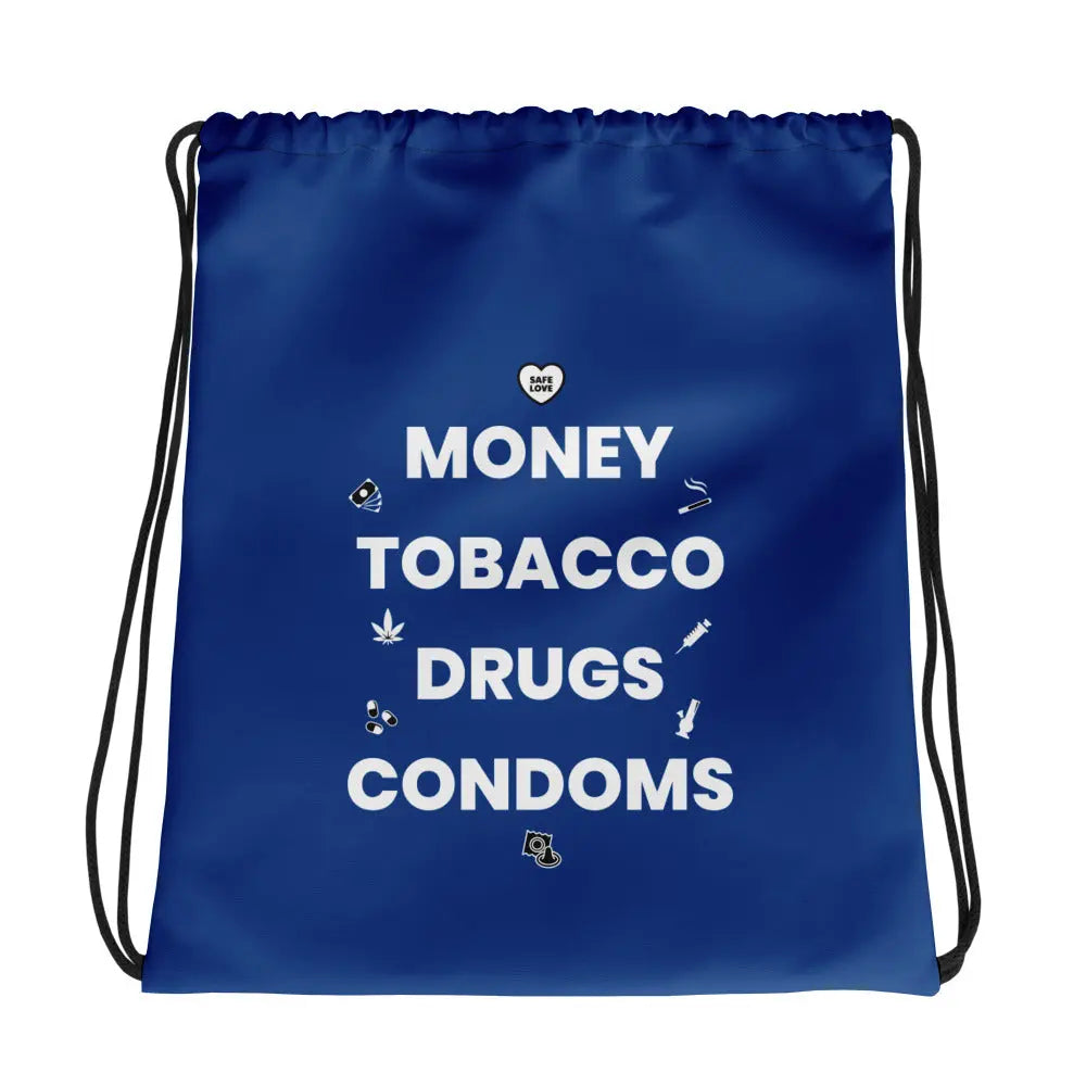 Sac à cordon Money Tobacco Drugs Condoms bleu foncé Default Title - Sedurro