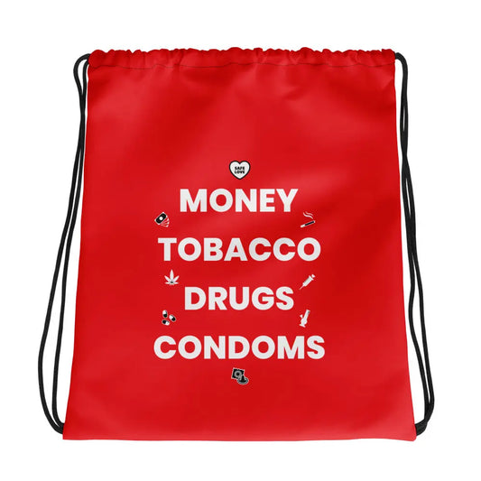 Sac à cordon Money Tobacco Drugs Condoms rouge Default Title - Sedurro