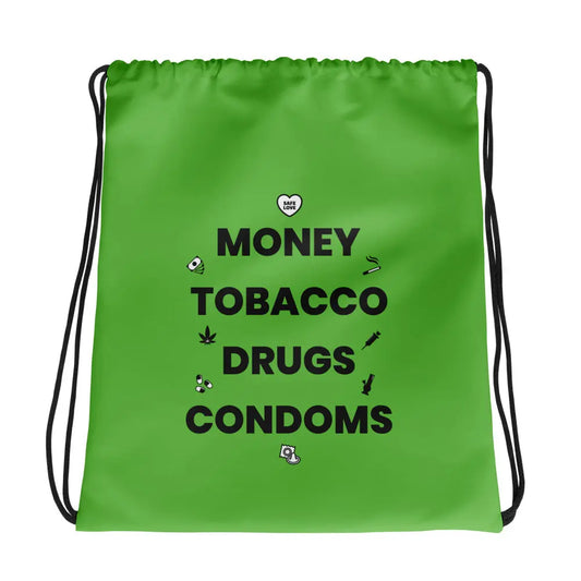 Sac à cordon Money Tobacco Drugs Condoms vert Default Title - Sedurro