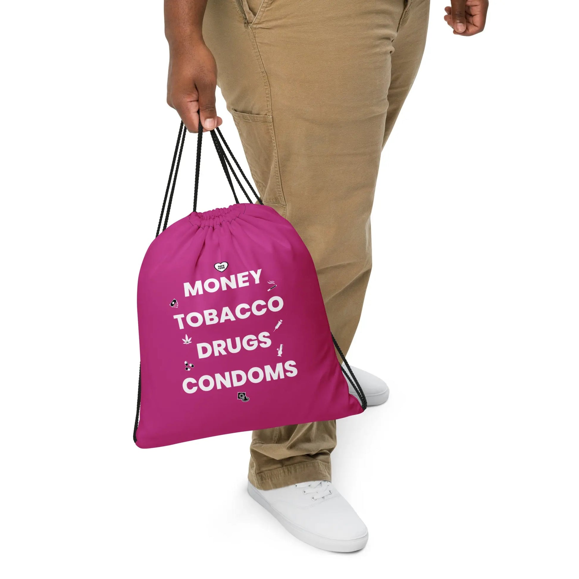 Sac à cordon Money Tobacco Drugs Condoms violet - Sedurro
