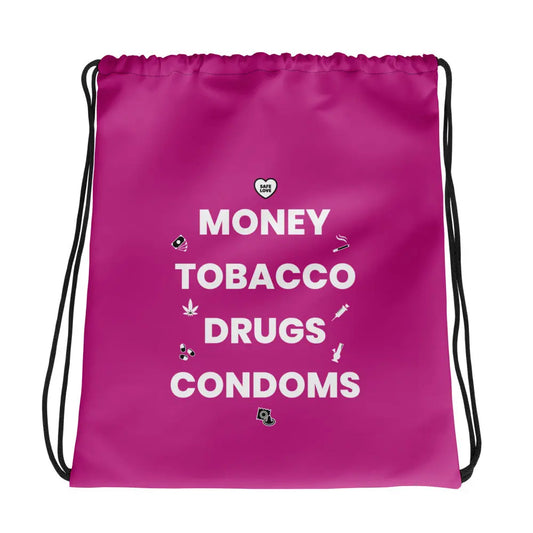 Sac à cordon Money Tobacco Drugs Condoms violet Default Title - Sedurro