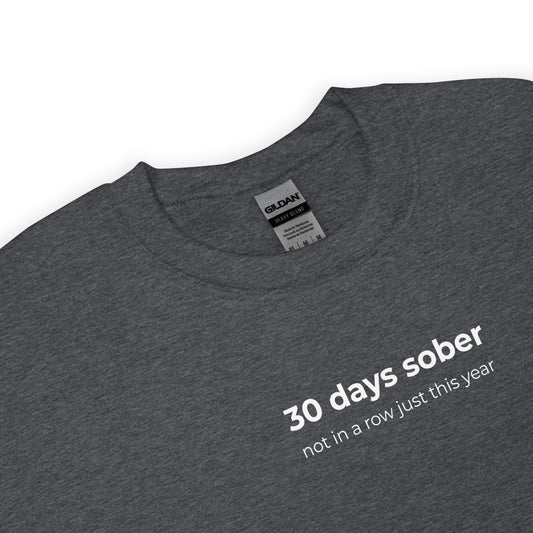 Sweat unisexe col rond 30 days sober not in a row just this year - Sedurro