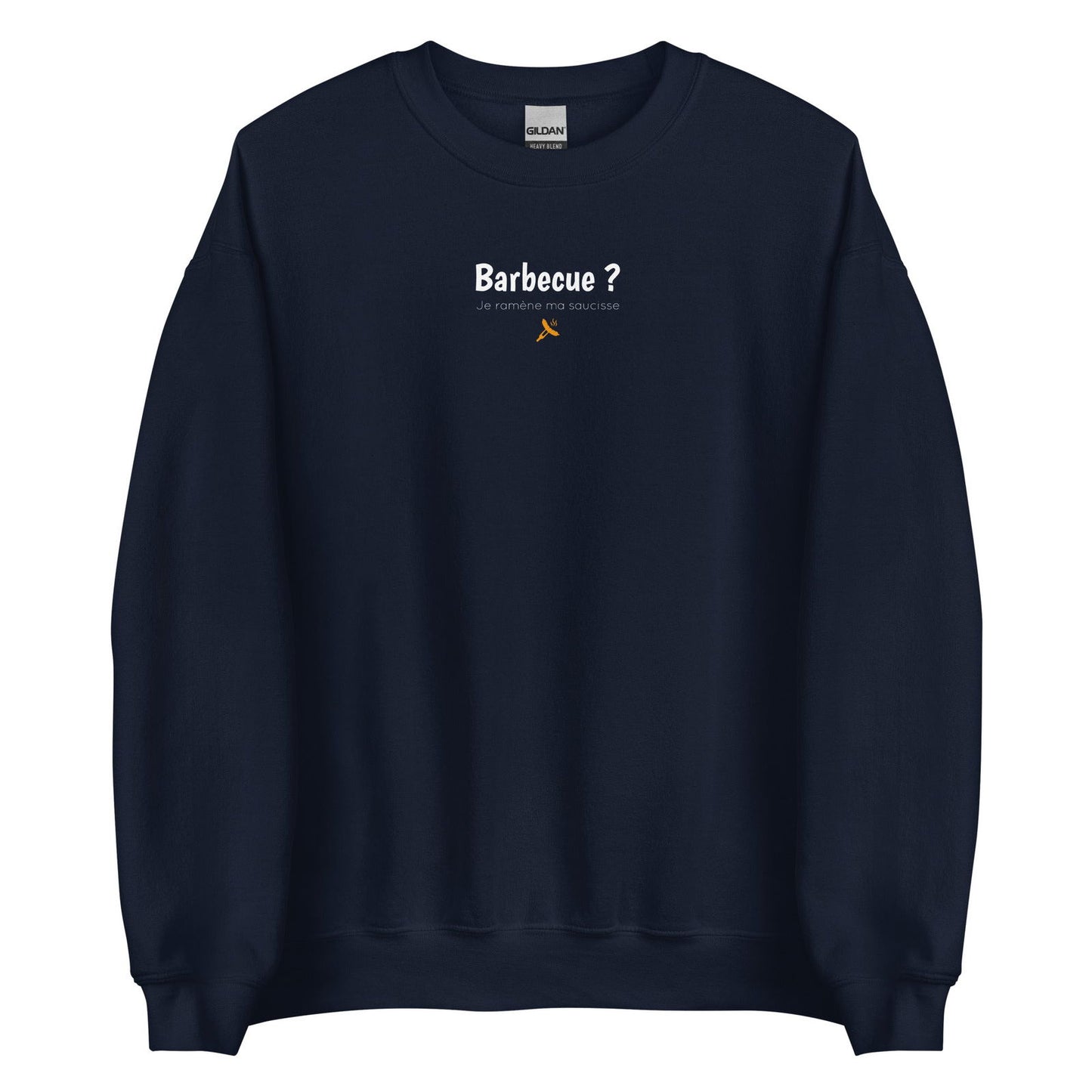 Sweat unisexe col rond Barbecue je ramène ma saucisse Bleu Marine - Sedurro