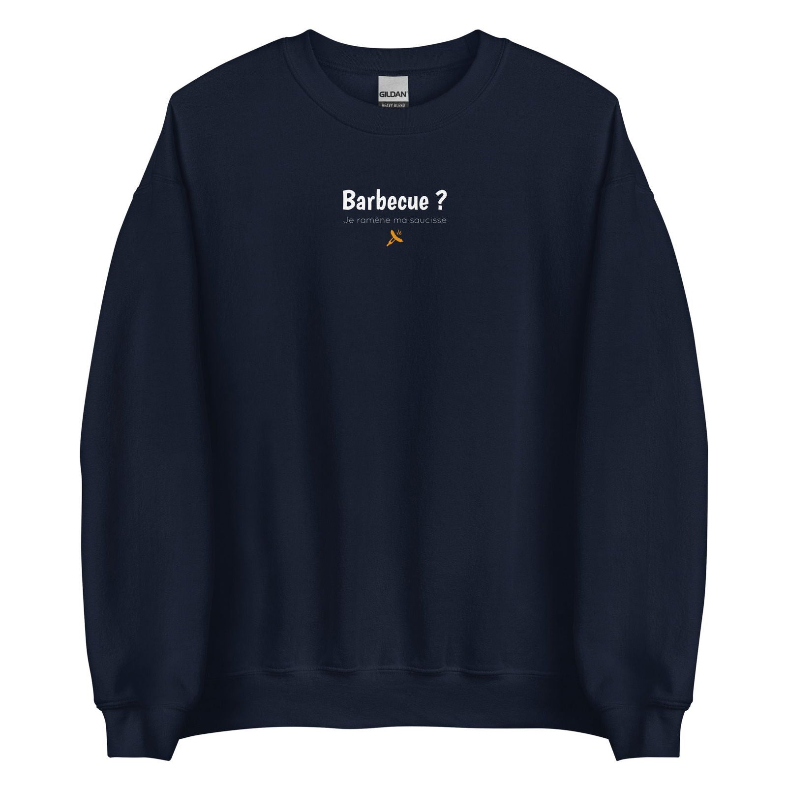 Sweat unisexe col rond Barbecue je ramène ma saucisse Bleu Marine - Sedurro
