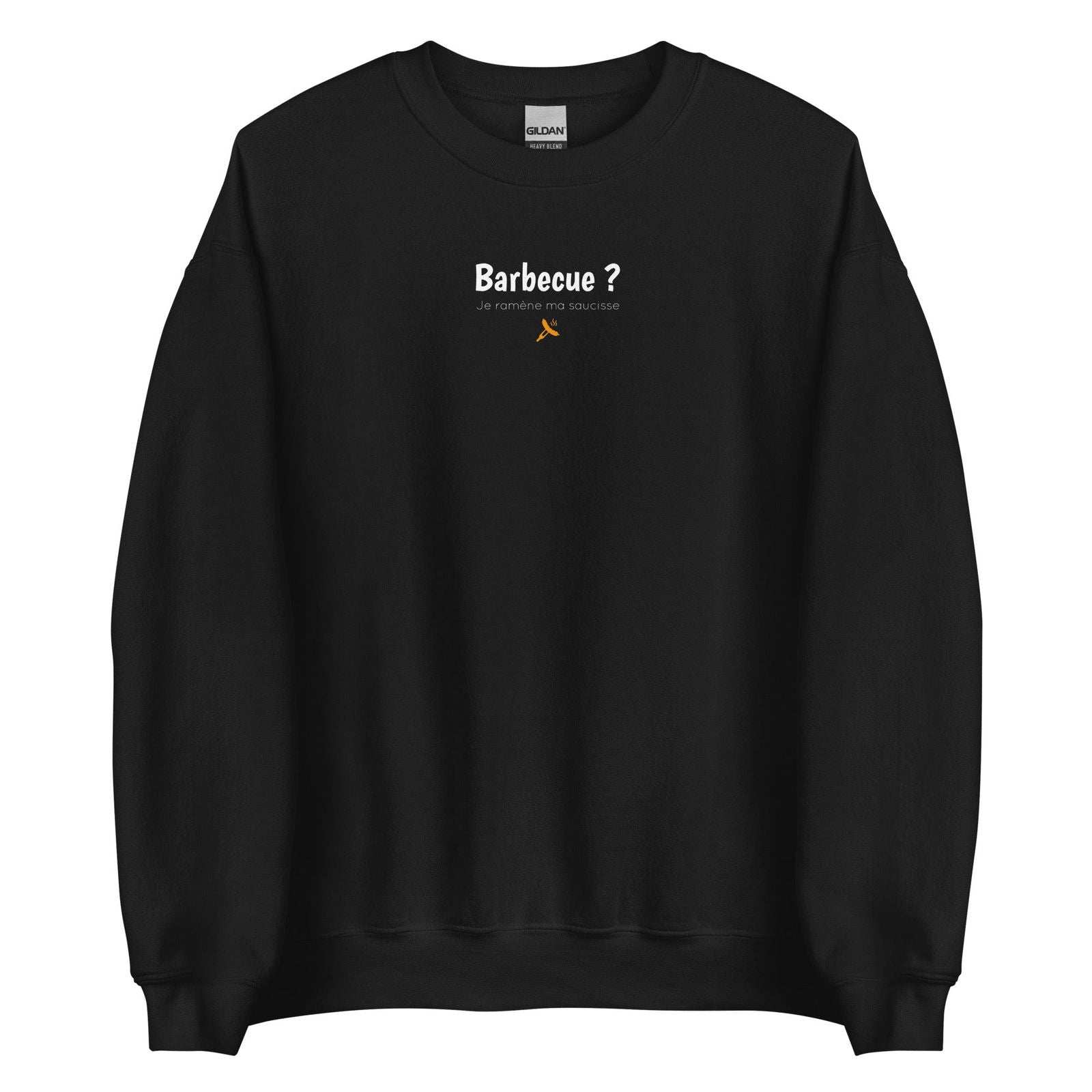 Sweat unisexe col rond Barbecue je ramène ma saucisse Noir - Sedurro
