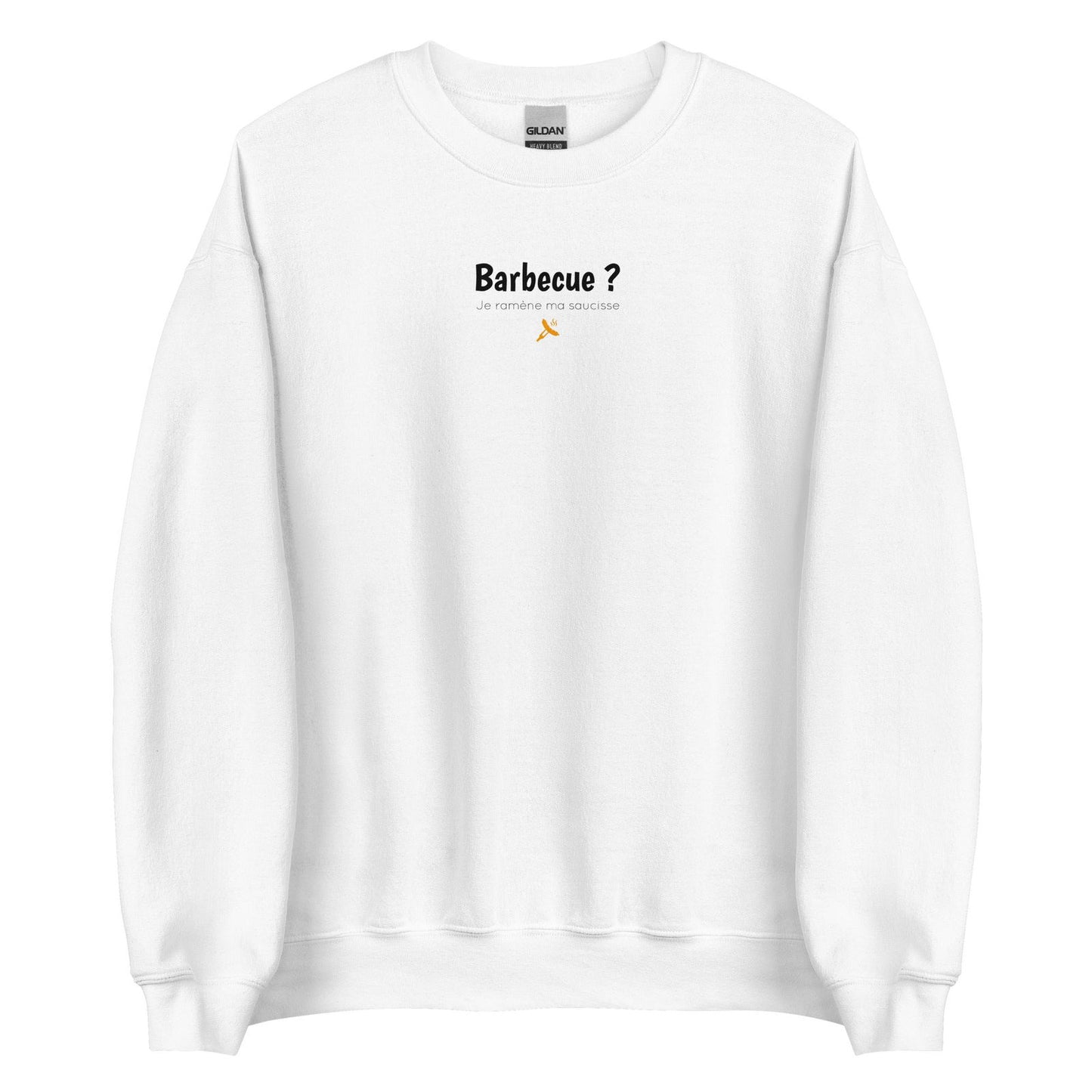 Sweat unisexe col rond Barbecue je ramène ma saucisse Blanc - Sedurro