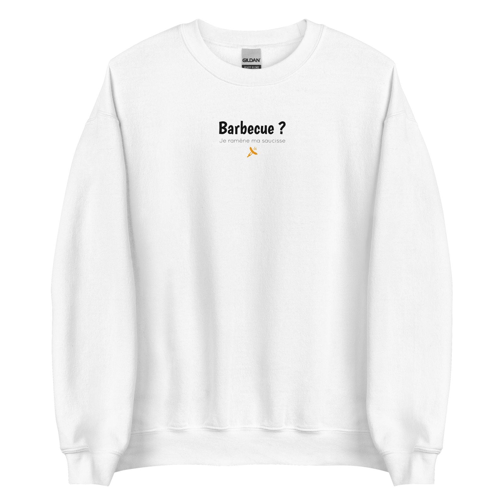 Sweat unisexe col rond Barbecue je ramène ma saucisse Blanc - Sedurro