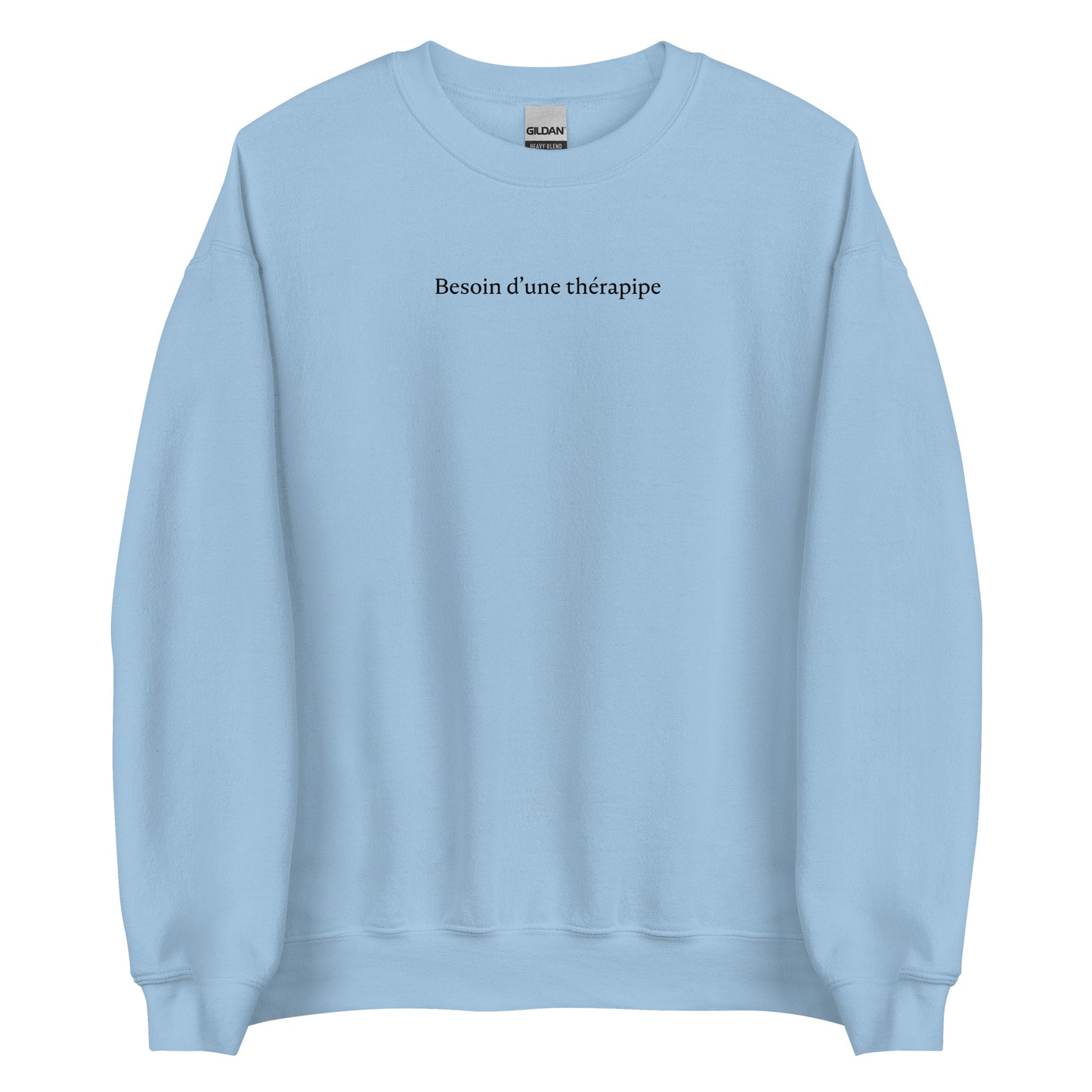 Sweat unisexe col rond Besoin d'une thérapipe Bleu Clair - Sedurro