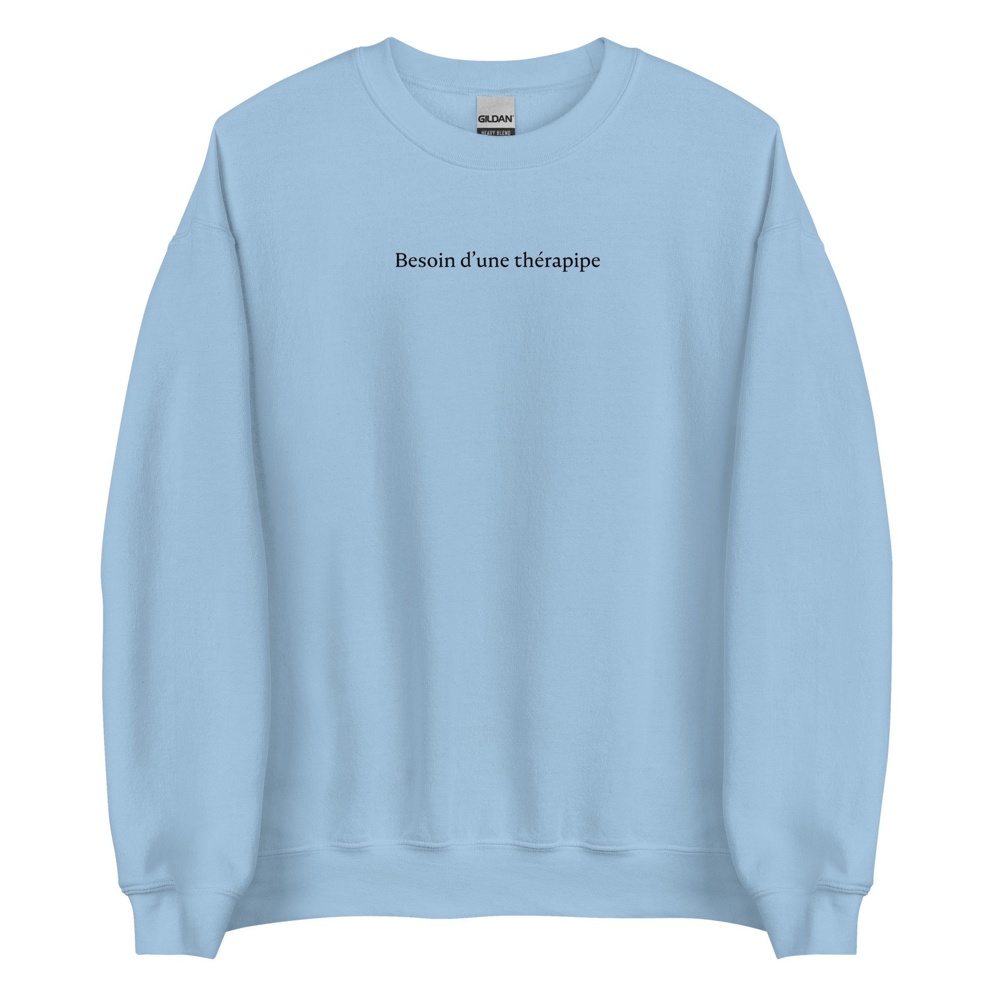 Sweat unisexe col rond Besoin d'une thérapipe Bleu Clair - Sedurro