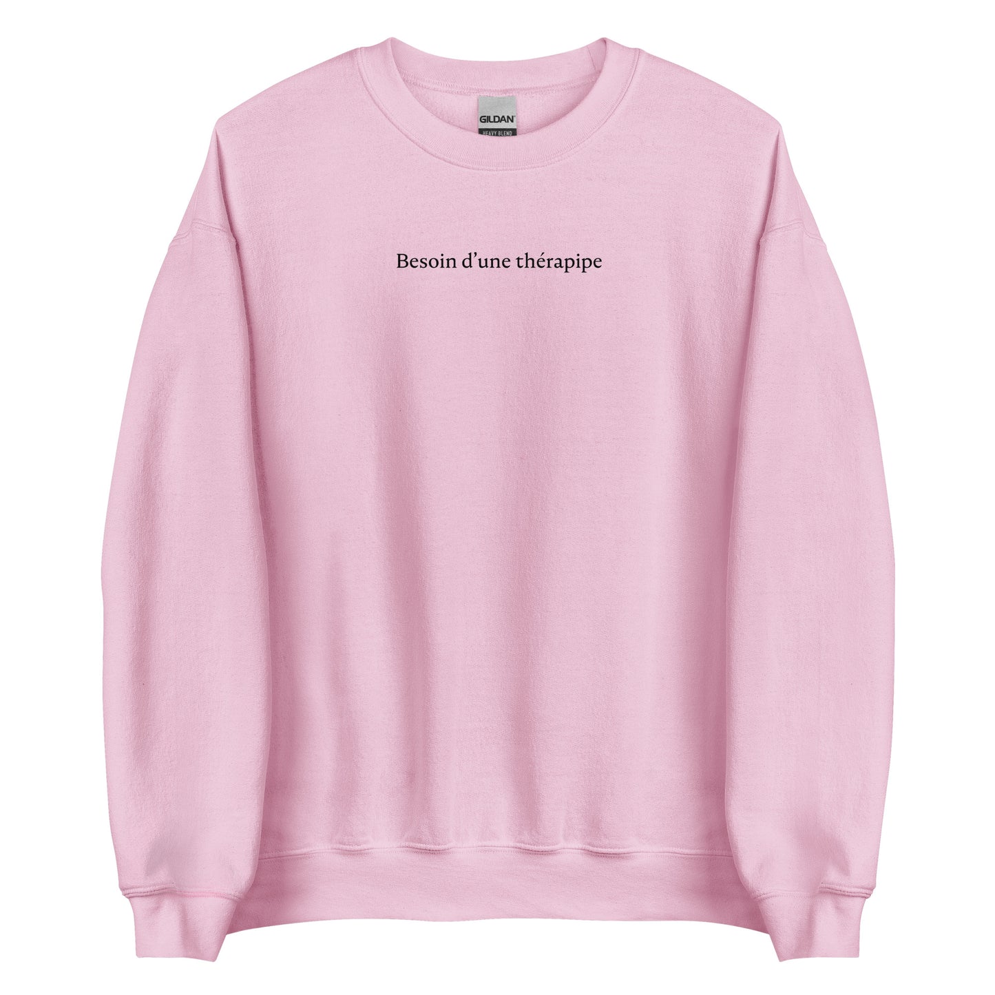 Sweat unisexe col rond Besoin d'une thérapipe Rose Clair - Sedurro