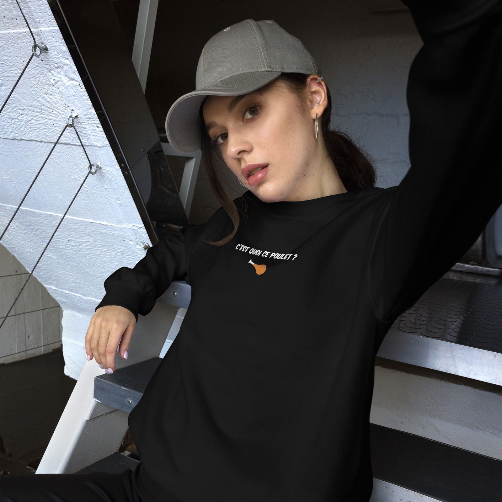 Sweat unisexe col rond C'est quoi ce poulet - Sedurro