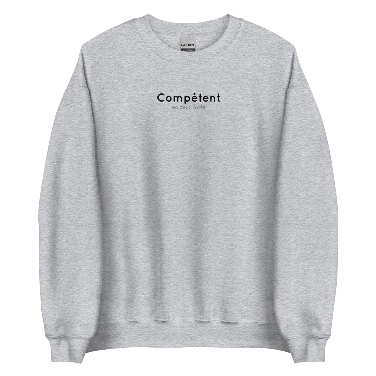 Sweat unisexe col rond Compétent en deux mots Gris Sport - Sedurro