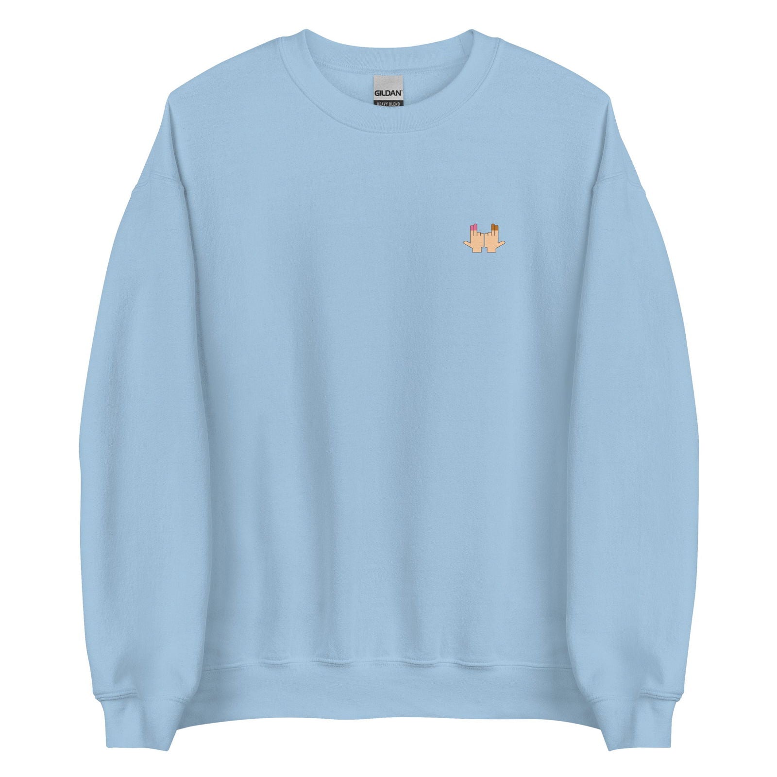Sweat unisexe col rond DP Double péné signe du J seul Bleu Clair - Sedurro
