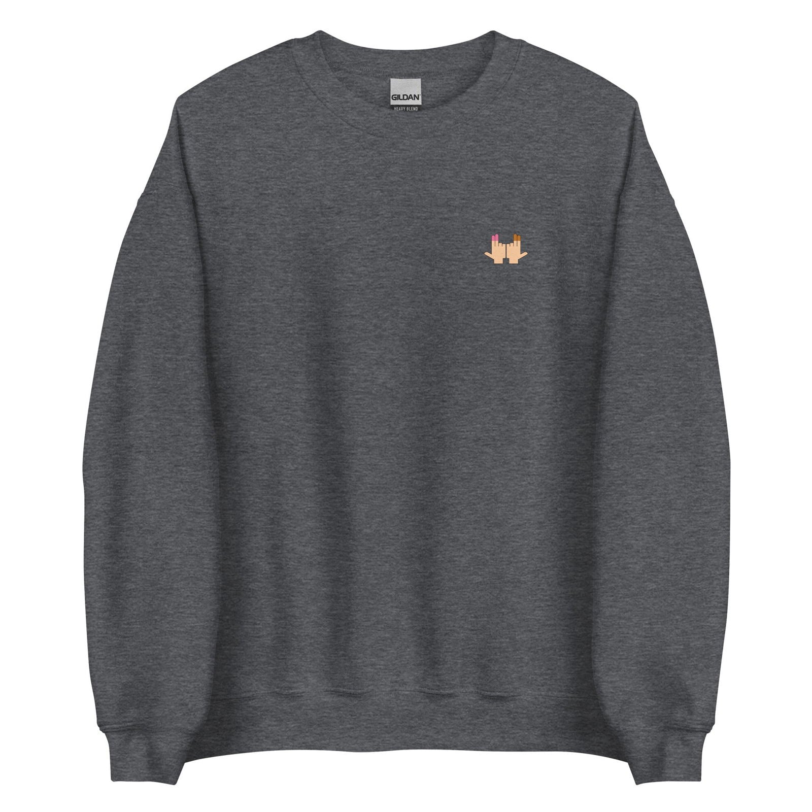 Sweat unisexe col rond DP Double péné signe du J seul Gris Foncé Chiné - Sedurro