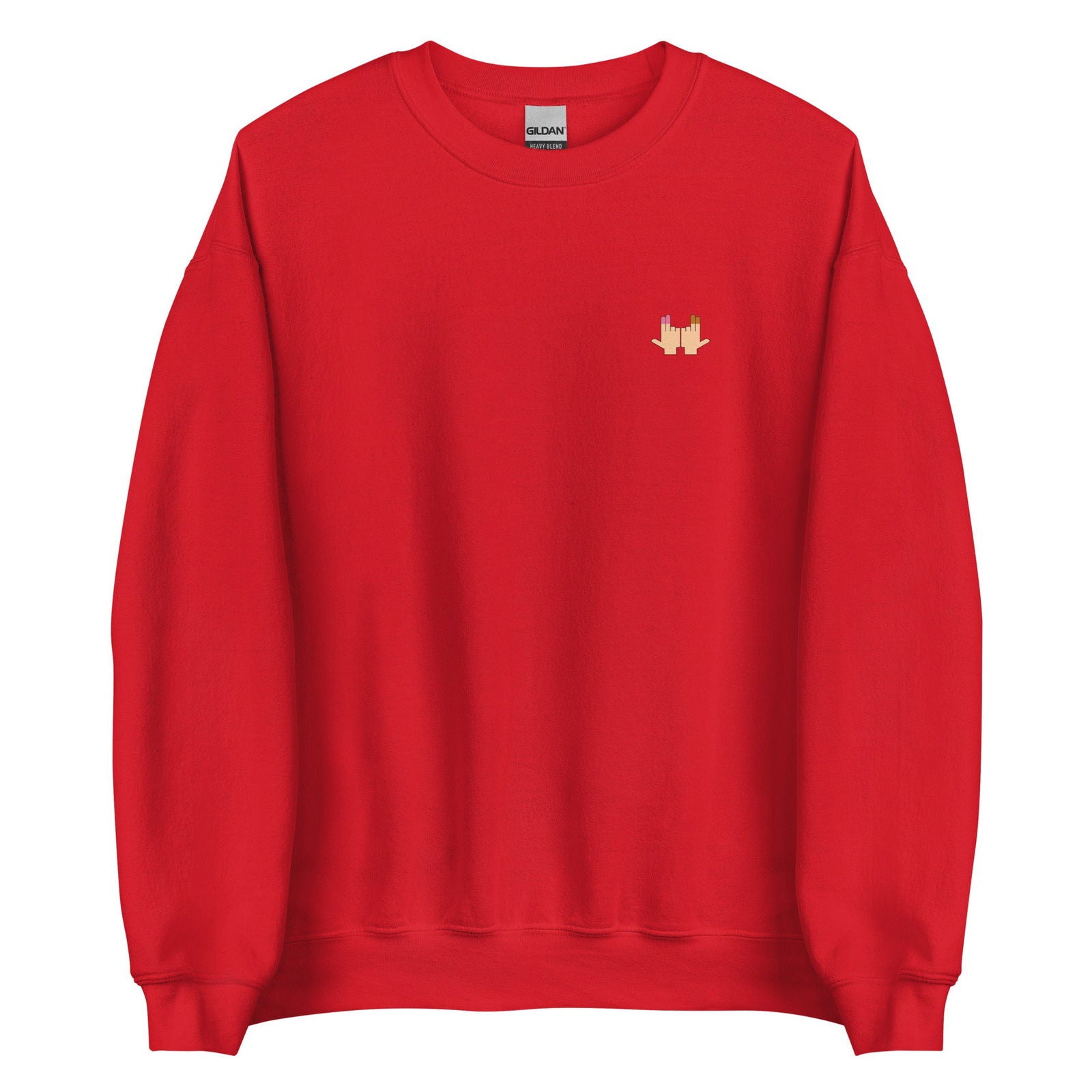 Sweat unisexe col rond DP Double péné signe du J seul Rouge - Sedurro