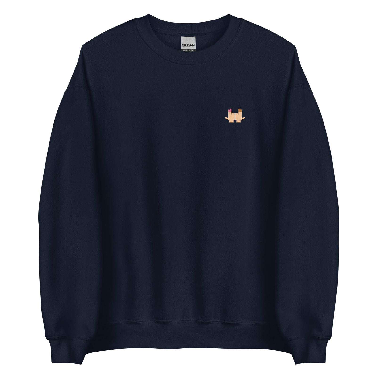 Sweat unisexe col rond DP Double péné signe du J seul Bleu Marine - Sedurro