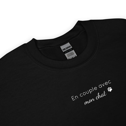Sweat unisexe col rond En couple avec mon chat - Sedurro