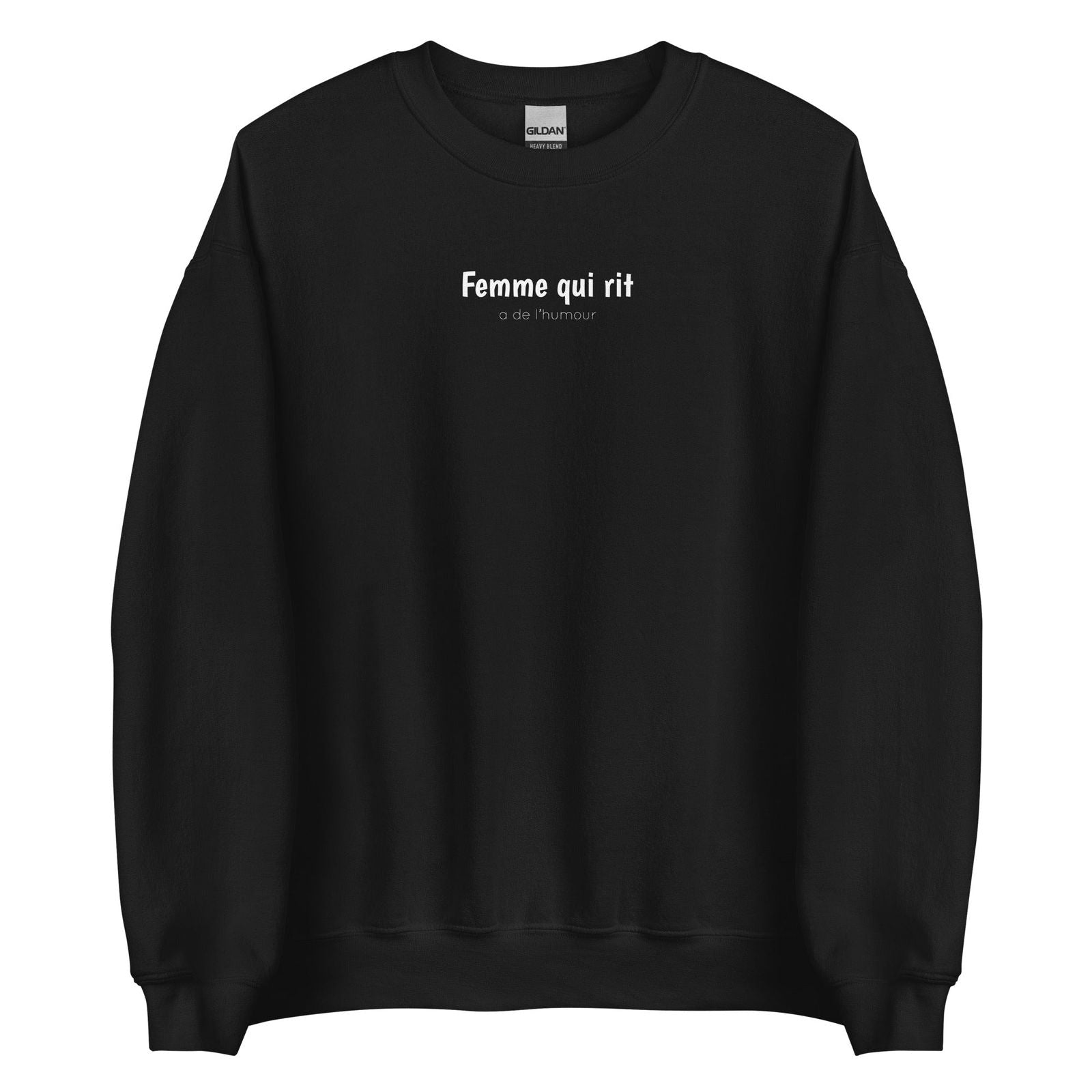 Sweat unisexe col rond Femme qui rit a de l'humour Noir - Sedurro