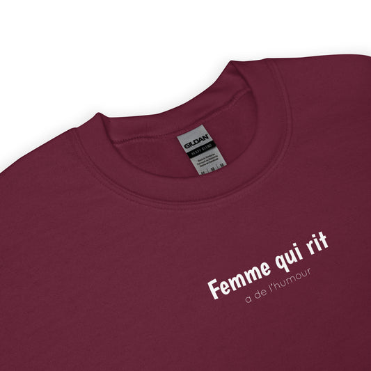 Sweat unisexe col rond Femme qui rit a de l'humour - Sedurro
