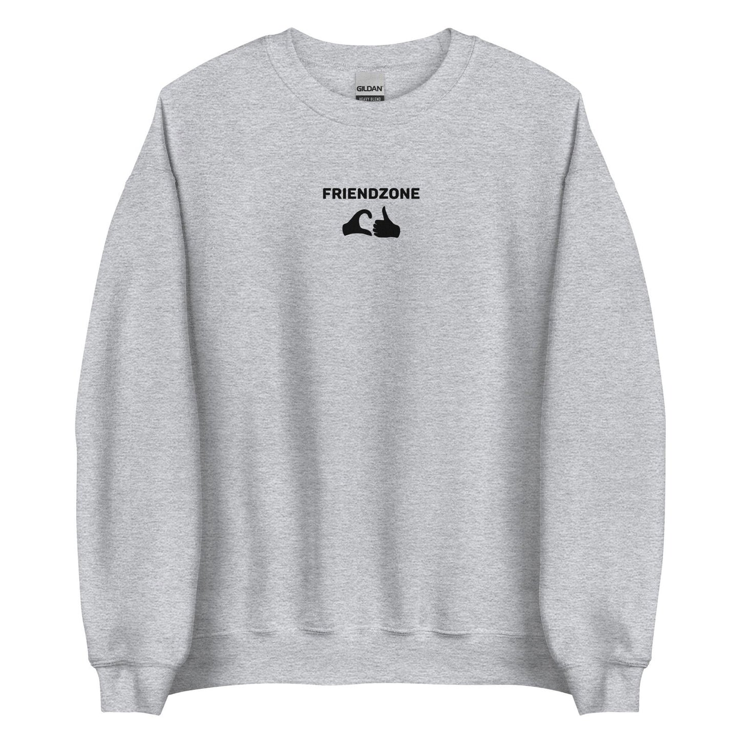Sweat unisexe col rond Friendzone cœur pouce Gris Sport - Sedurro