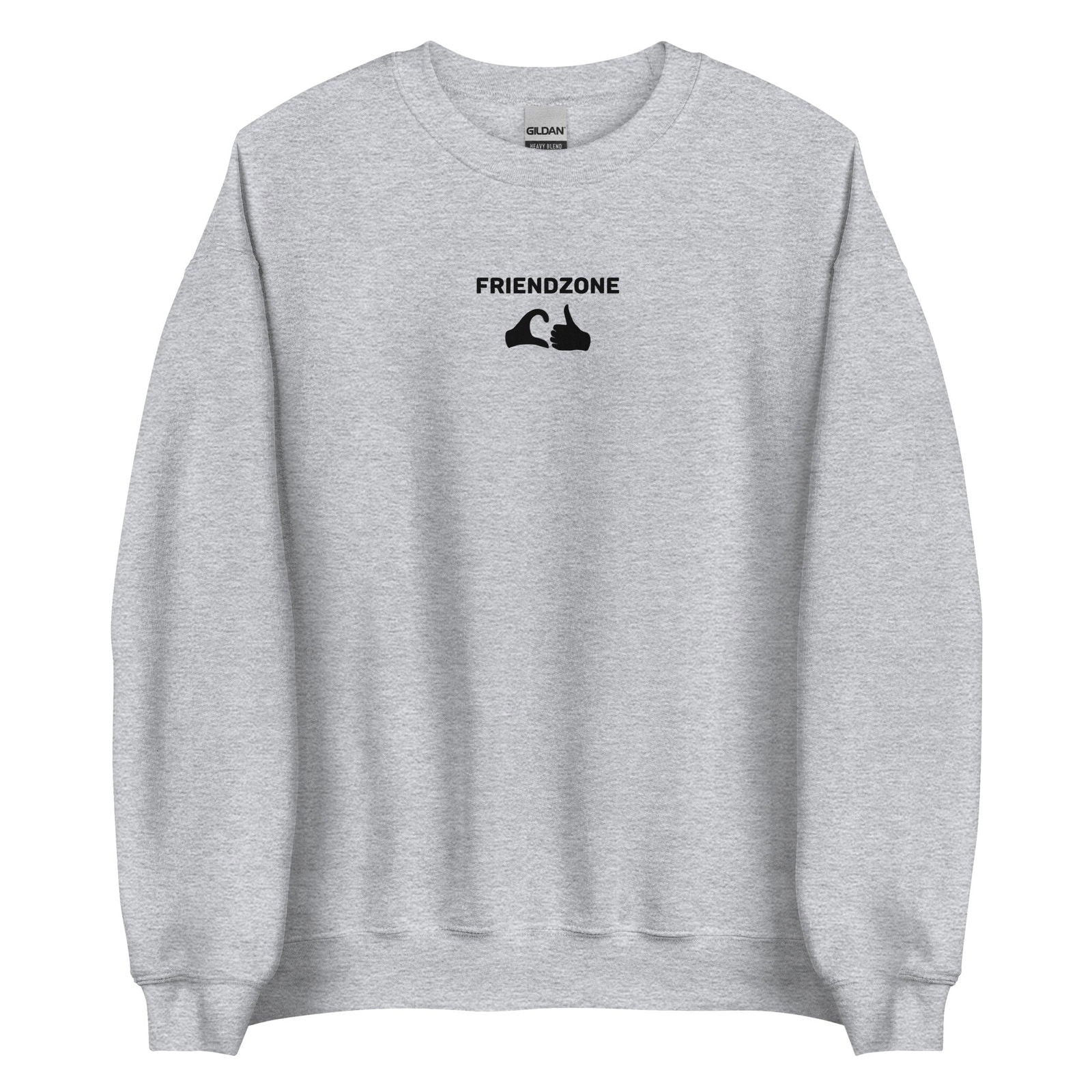 Sweat unisexe col rond Friendzone cœur pouce Gris Sport - Sedurro