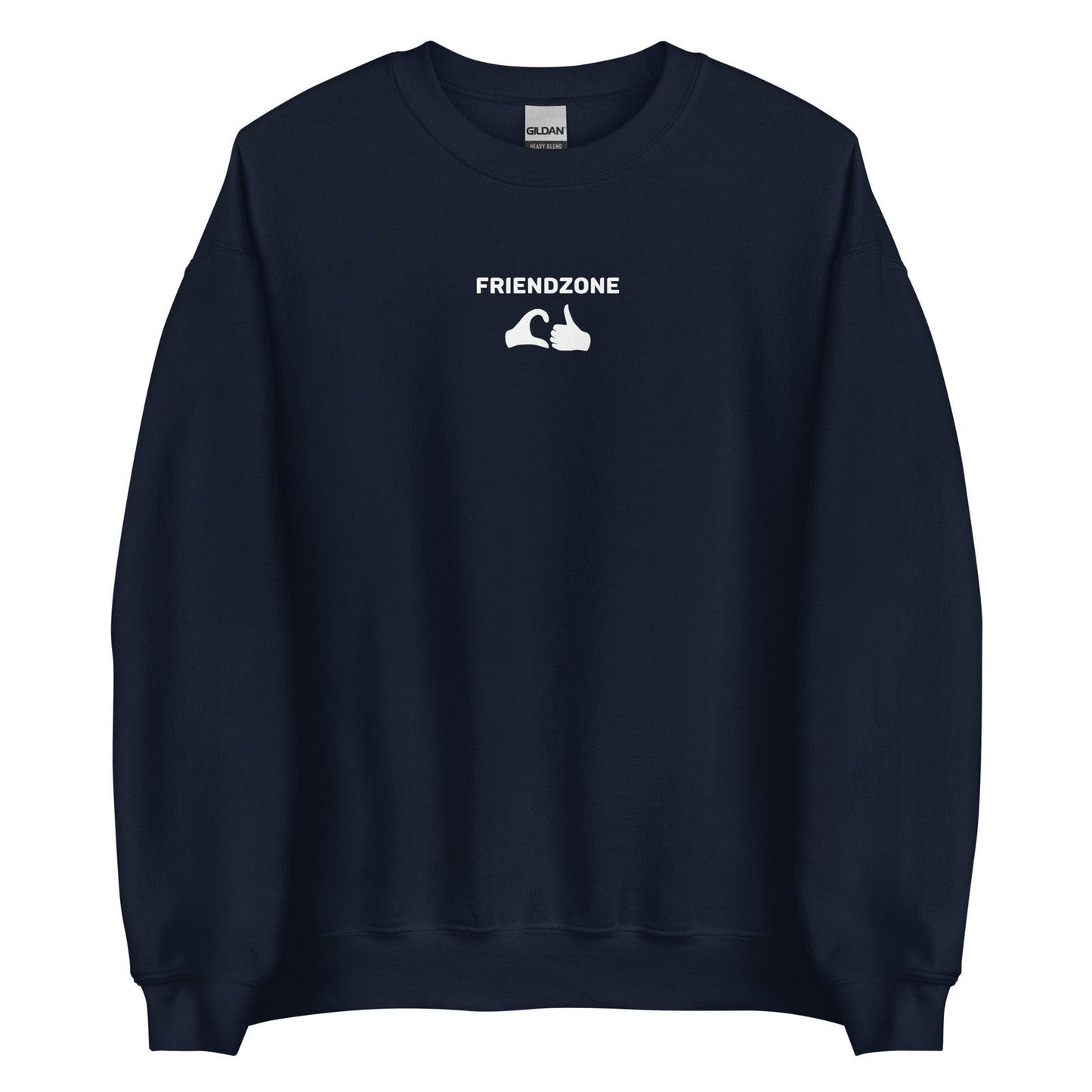 Sweat unisexe col rond Friendzone cœur pouce Bleu Marine - Sedurro