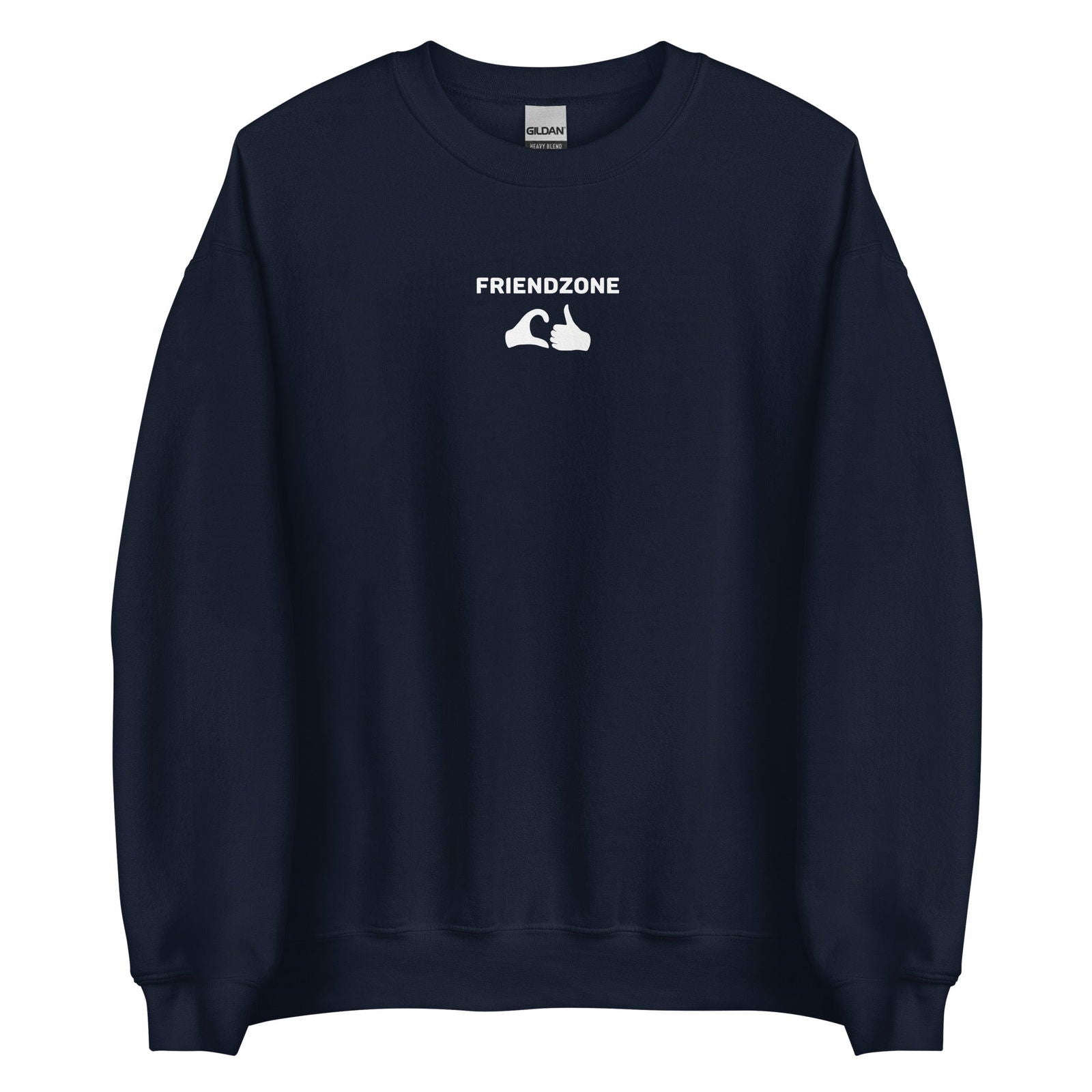 Sweat unisexe col rond Friendzone cœur pouce Bleu Marine - Sedurro