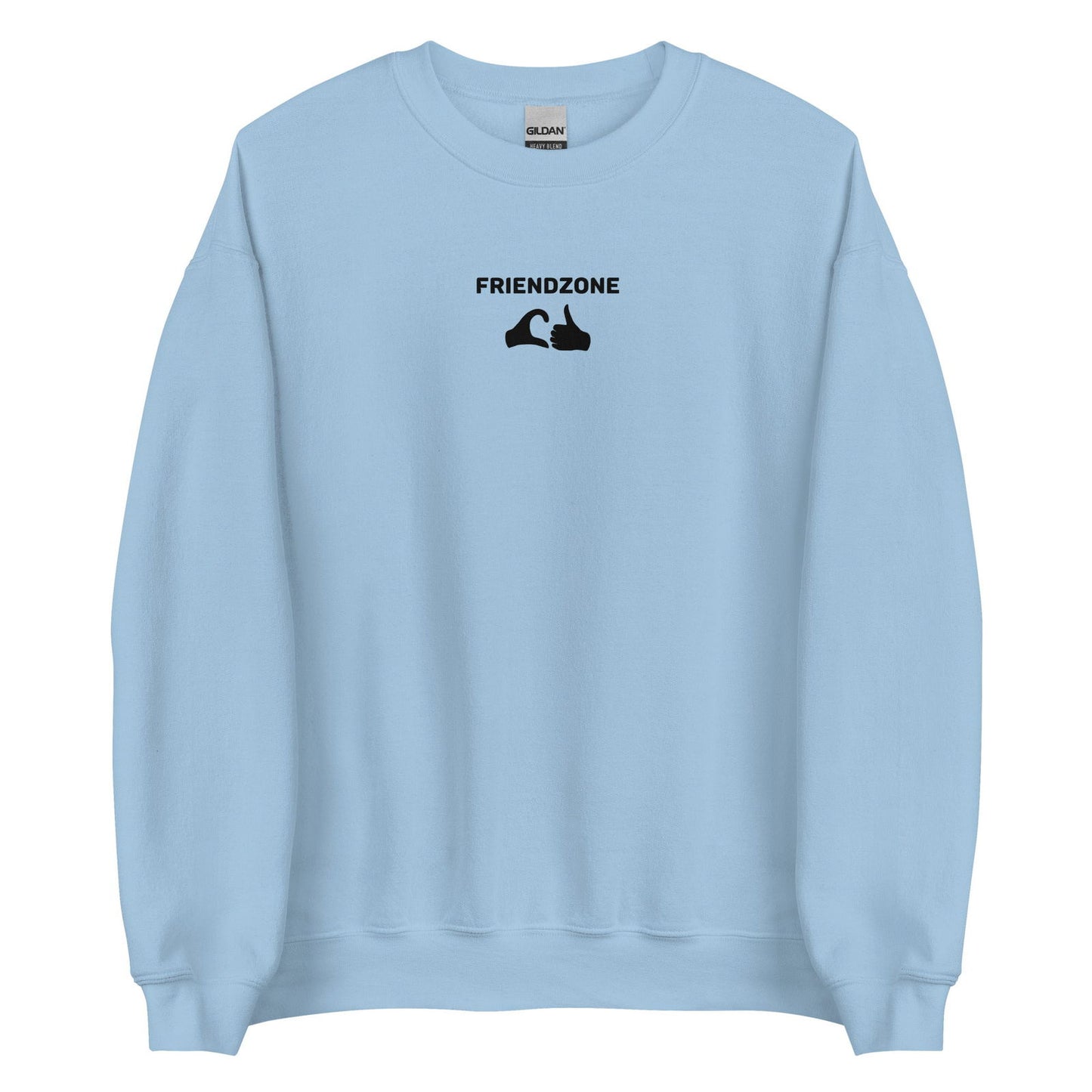 Sweat unisexe col rond Friendzone cœur pouce Bleu Clair - Sedurro