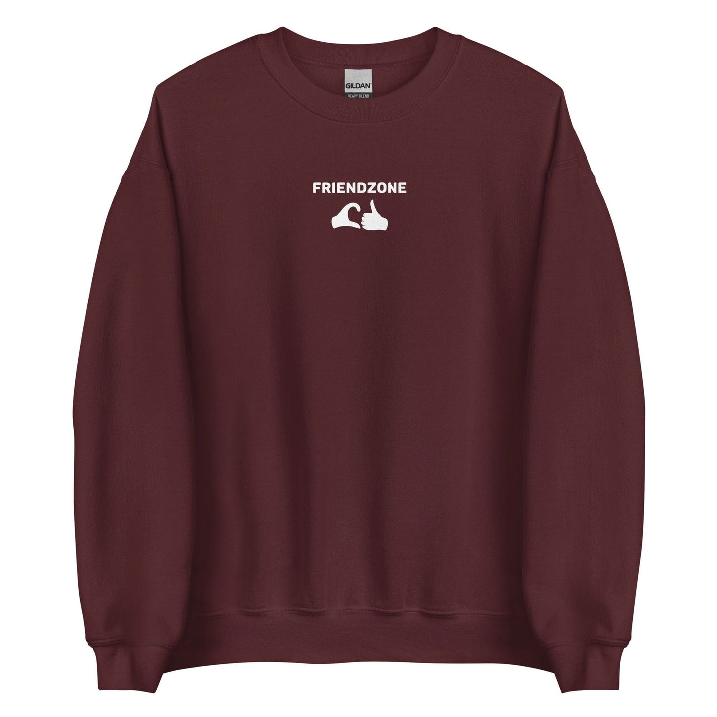 Sweat unisexe col rond Friendzone cœur pouce Bordeaux - Sedurro
