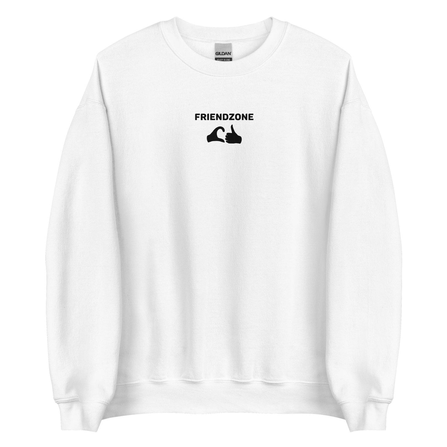 Sweat unisexe col rond Friendzone cœur pouce Blanc - Sedurro