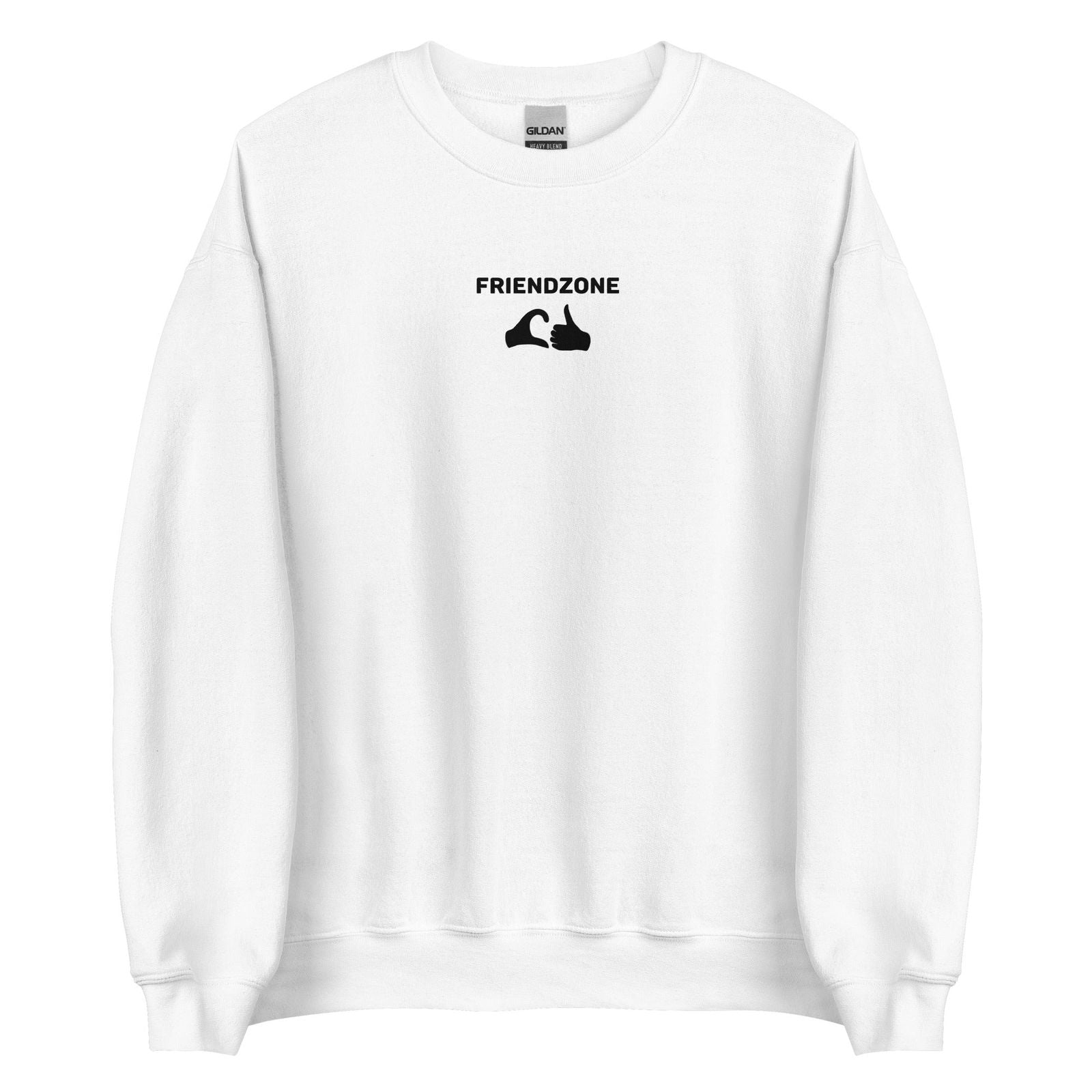 Sweat unisexe col rond Friendzone cœur pouce Blanc - Sedurro