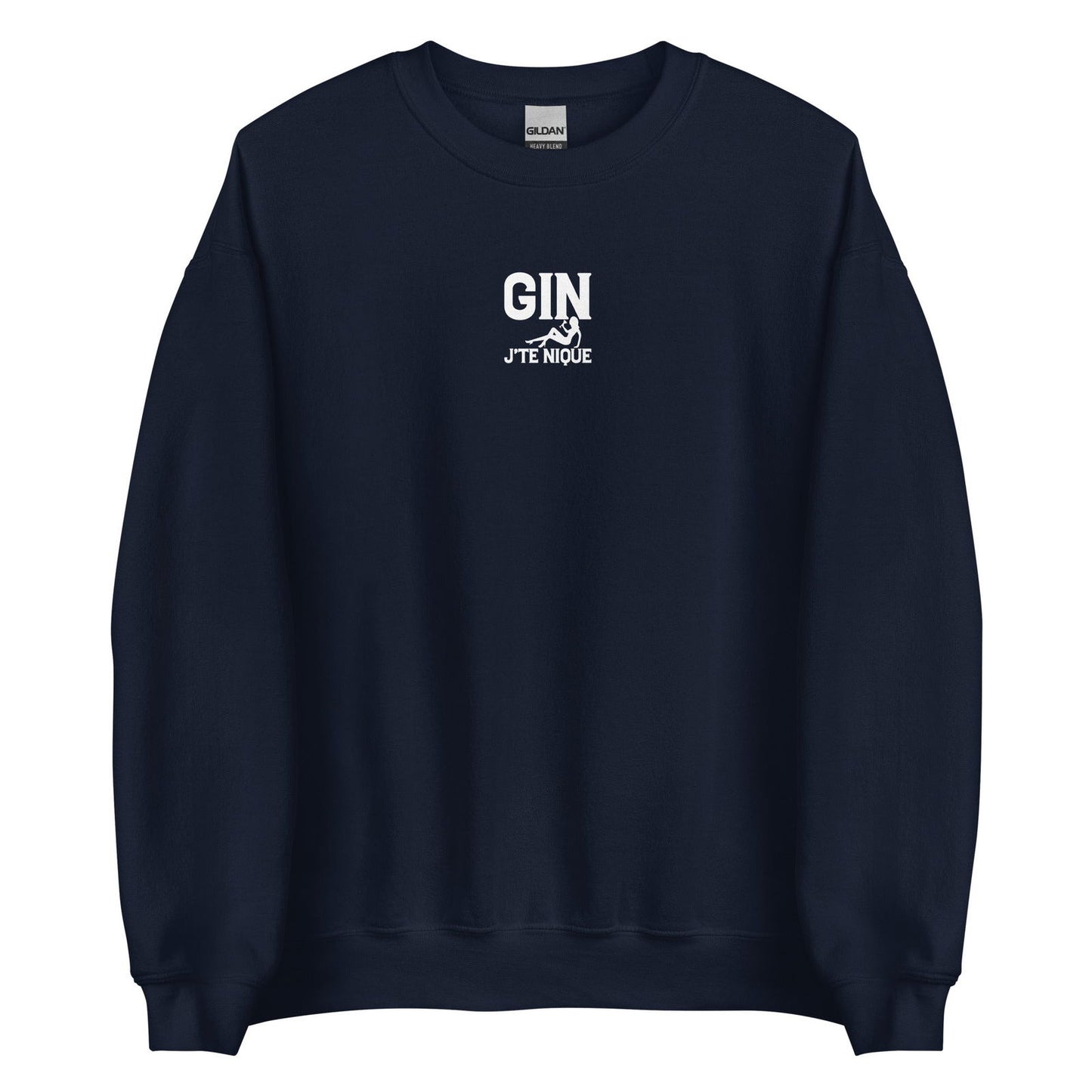 Sweat unisexe col rond Gin j'te nique Bleu Marine - Sedurro