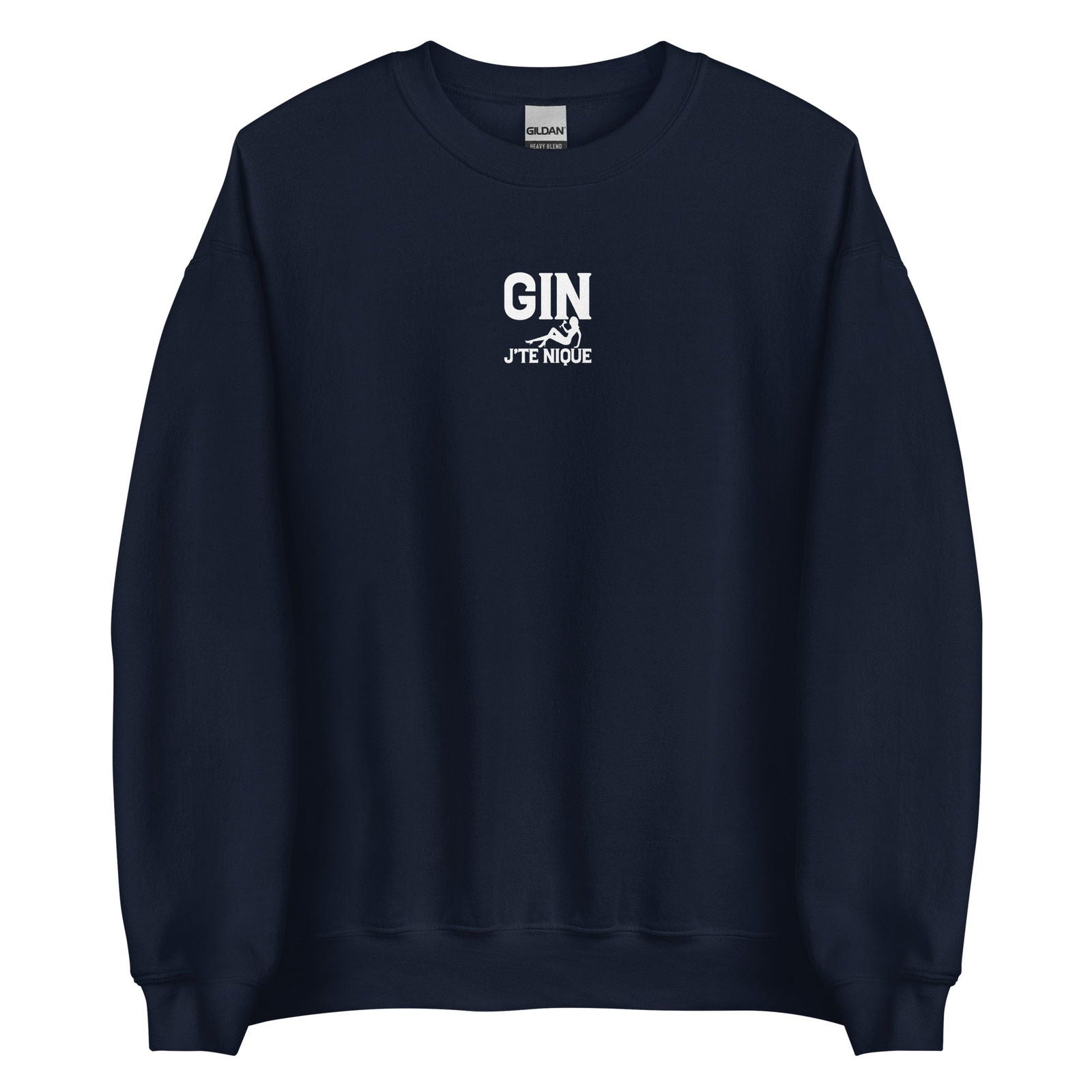 Sweat unisexe col rond Gin j'te nique Bleu Marine - Sedurro