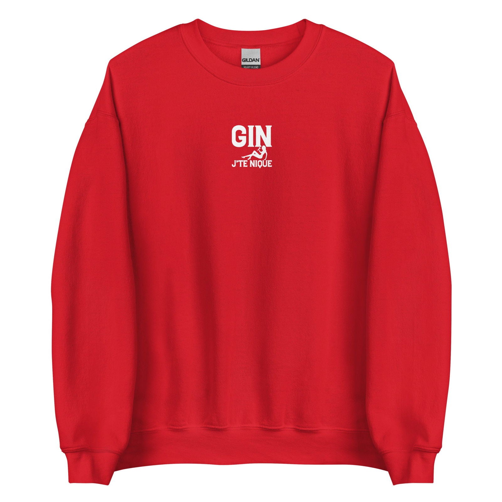 Sweat unisexe col rond Gin j'te nique Rouge - Sedurro