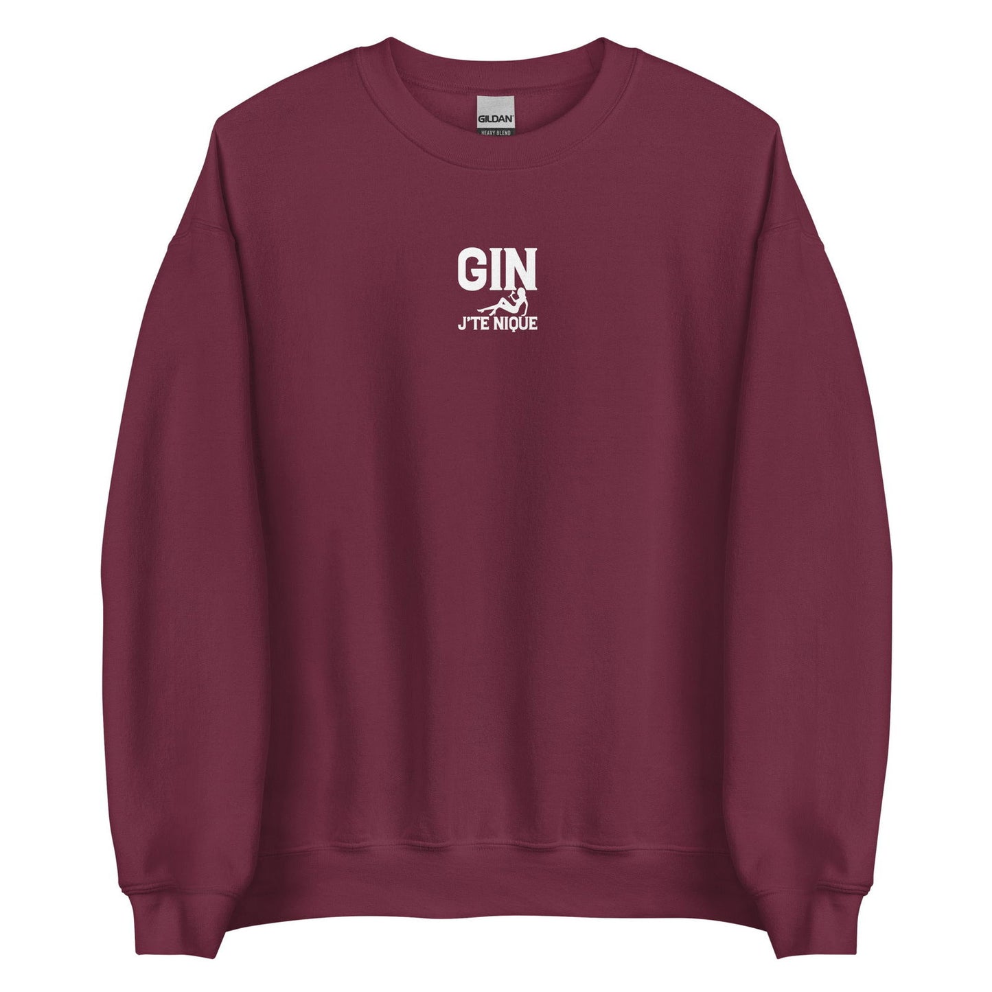 Sweat unisexe col rond Gin j'te nique Bordeaux - Sedurro
