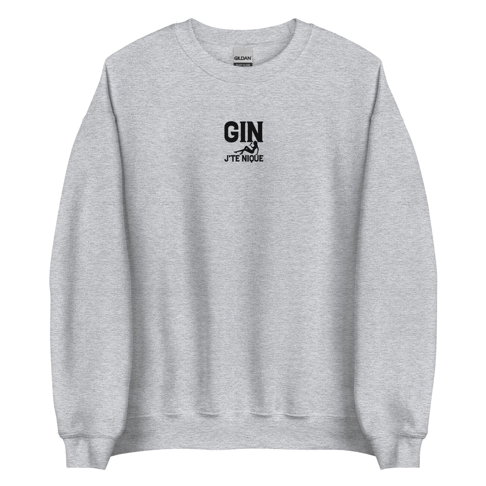 Sweat unisexe col rond Gin j'te nique Gris Sport - Sedurro