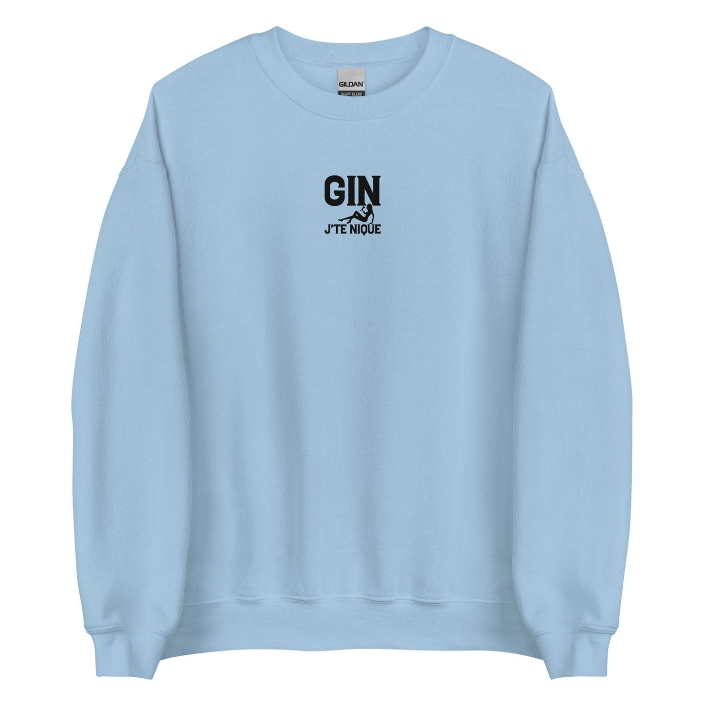 Sweat unisexe col rond Gin j'te nique Bleu Clair - Sedurro